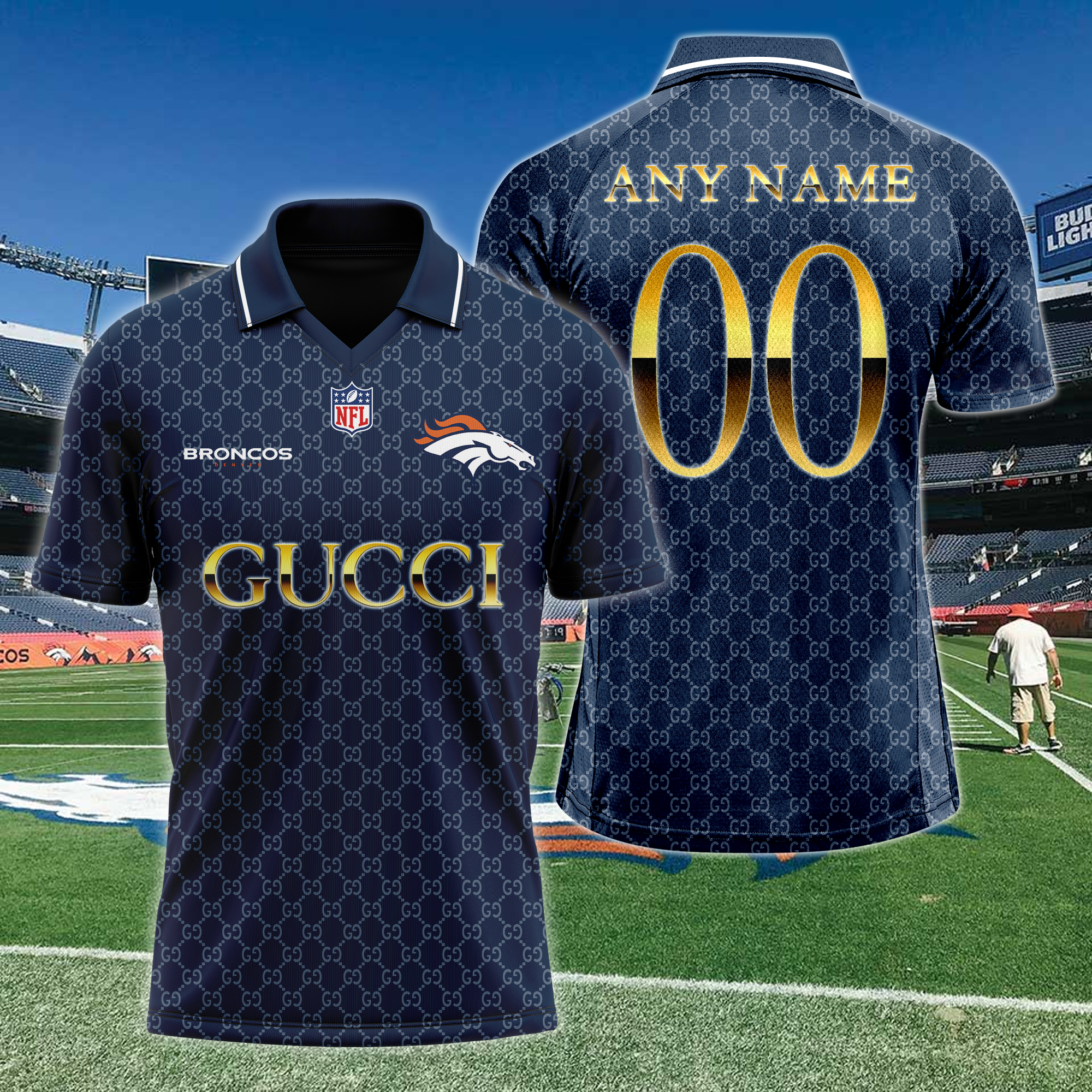 Denver Broncos NFL Teams Gucci Collared  T-shirt PT64608