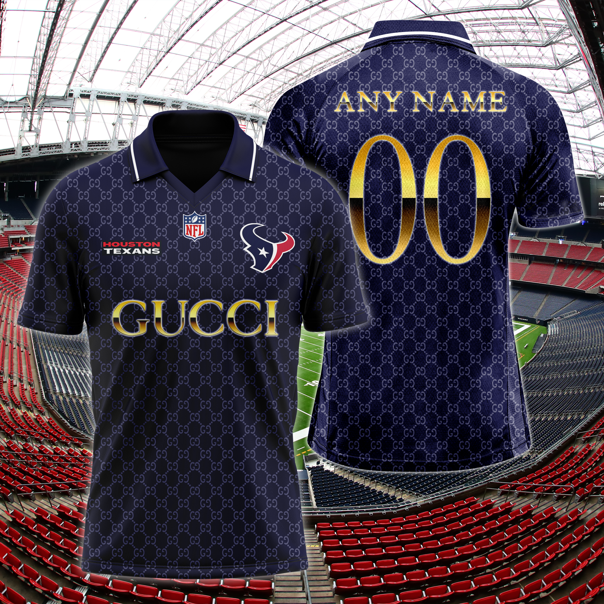 Houston Texans NFL Teams Gucci Collared  T-shirt PT64611
