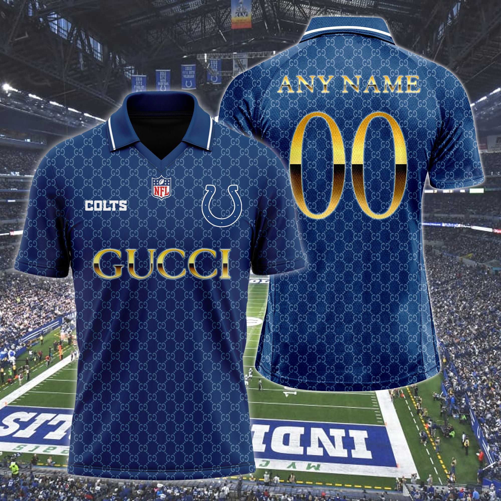 Indianapolis Colts NFL Teams Gucci Collared  T-shirt PT64612