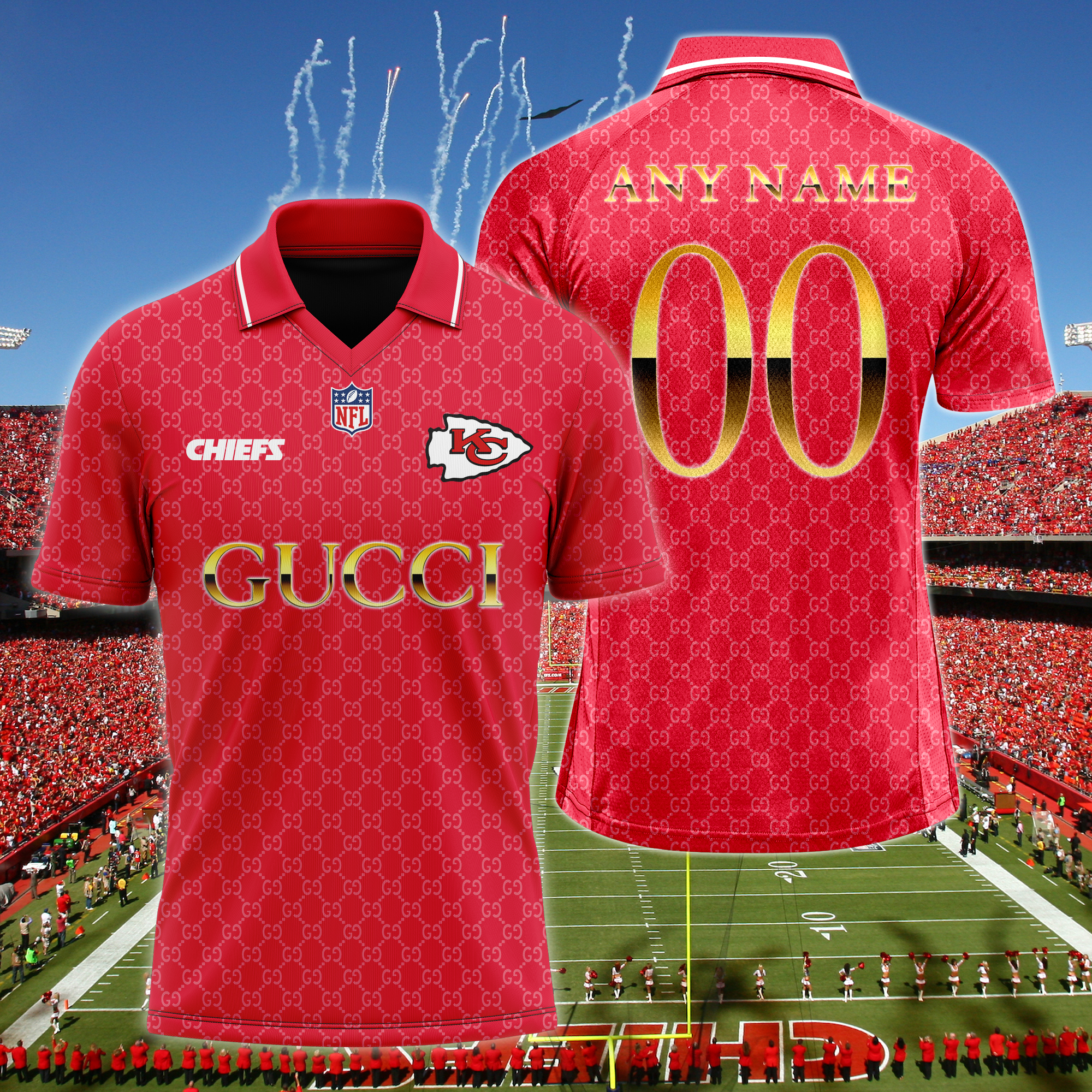 Kansas City Chiefs NFL Teams Gucci Collared  T-shirt PT64614