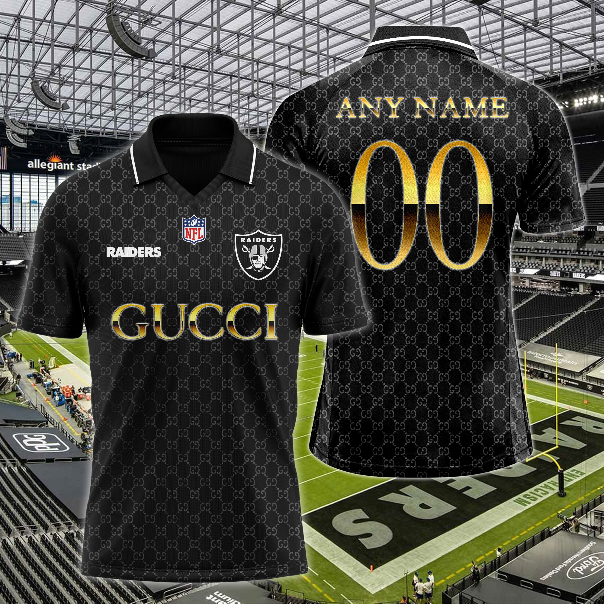 Las Vegas Raiders NFL Teams Gucci Collared  T-shirt PT64615
