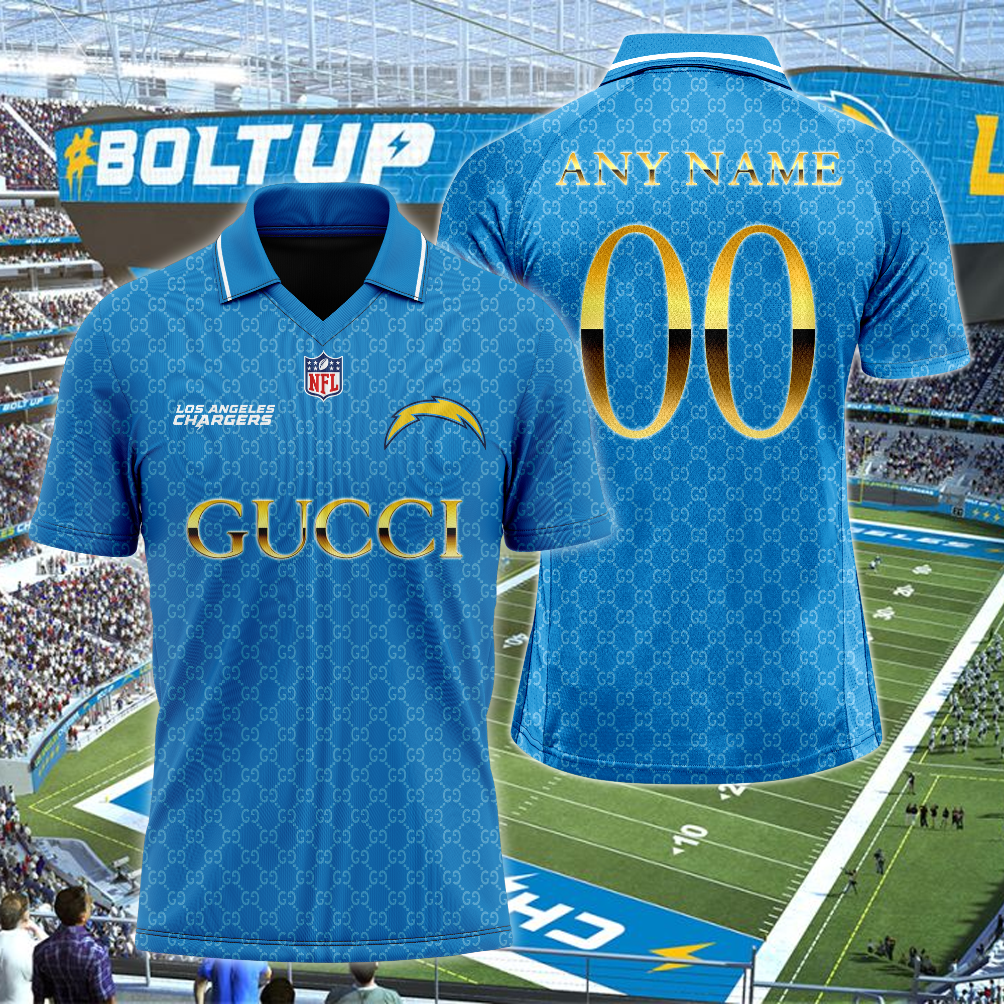 Los Angeles Chargers NFL Teams Gucci Collared  T-shirt PT64616