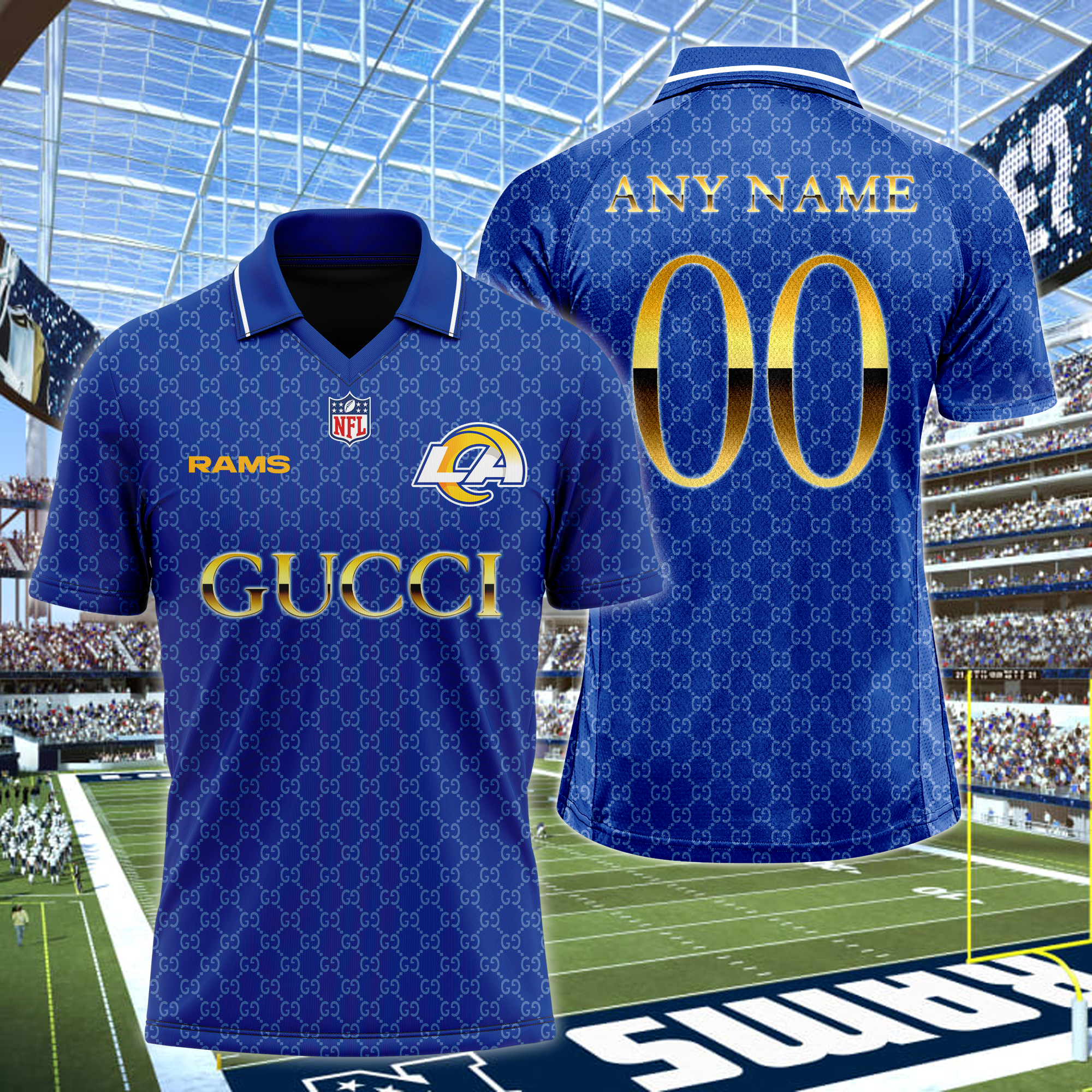 Los Angeles Rams NFL Teams Gucci Collared  T-shirt PT64617
