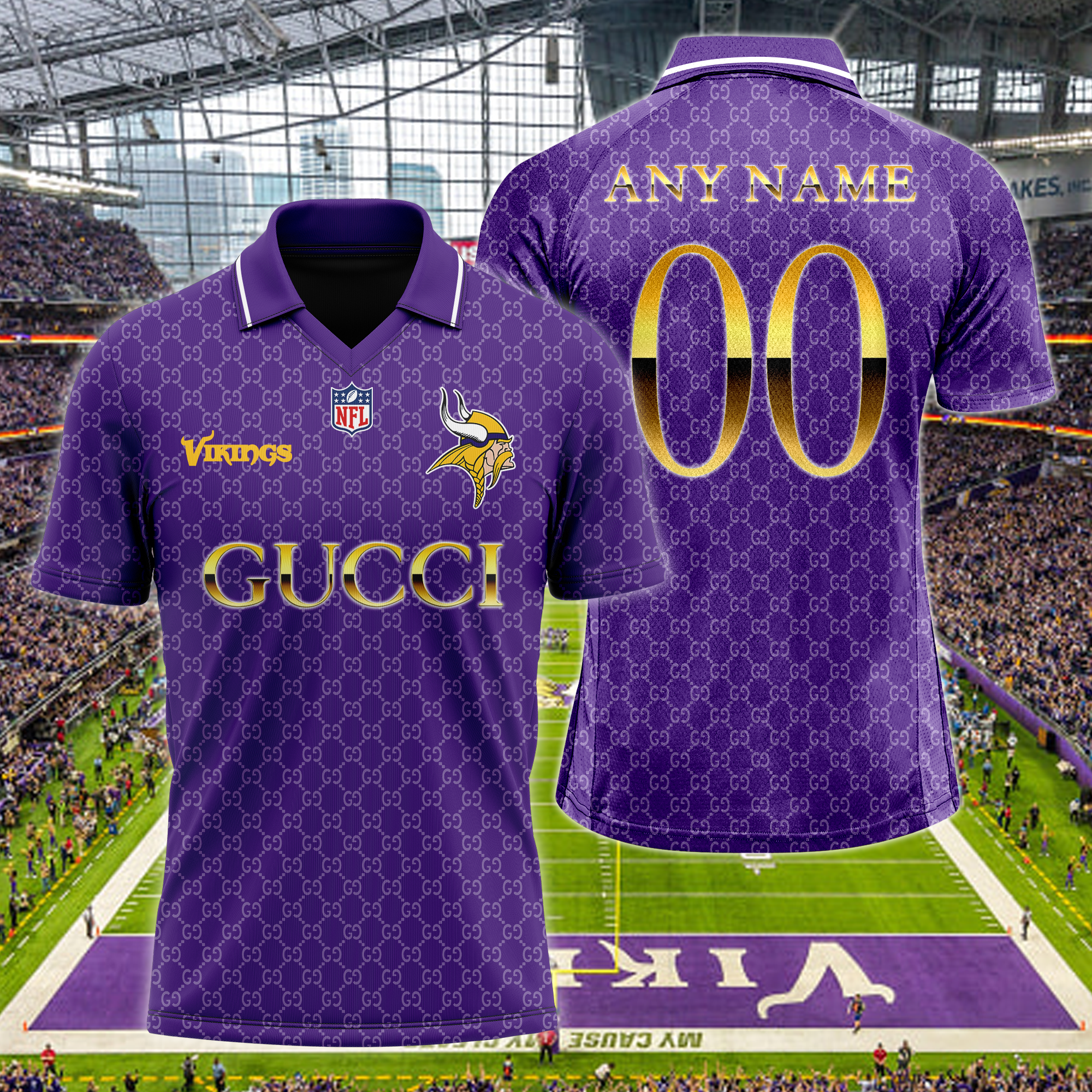 Minnesota Vikings NFL Teams Gucci Collared  T-shirt PT64619