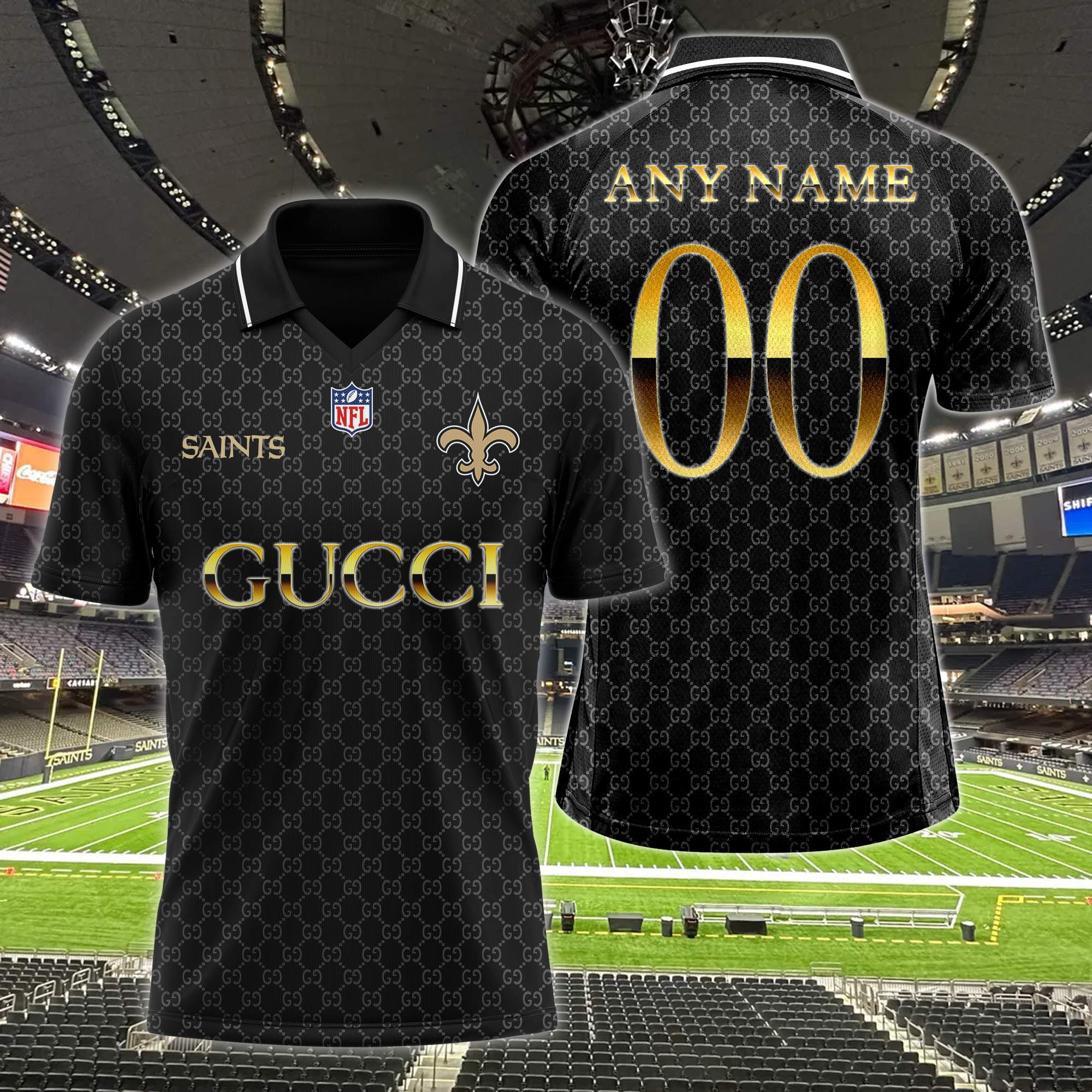 New Orleans Saints NFL Teams Gucci Collared  T-shirt PT64621