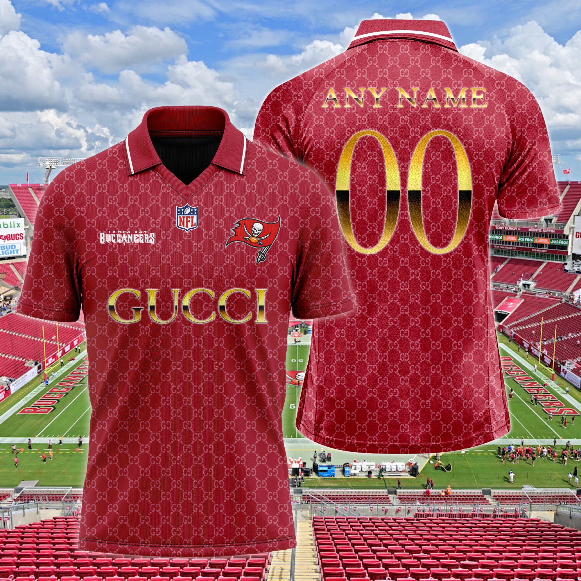 Tampa Bay Buccaneers NFL Teams Gucci Collared  T-shirt PT64628