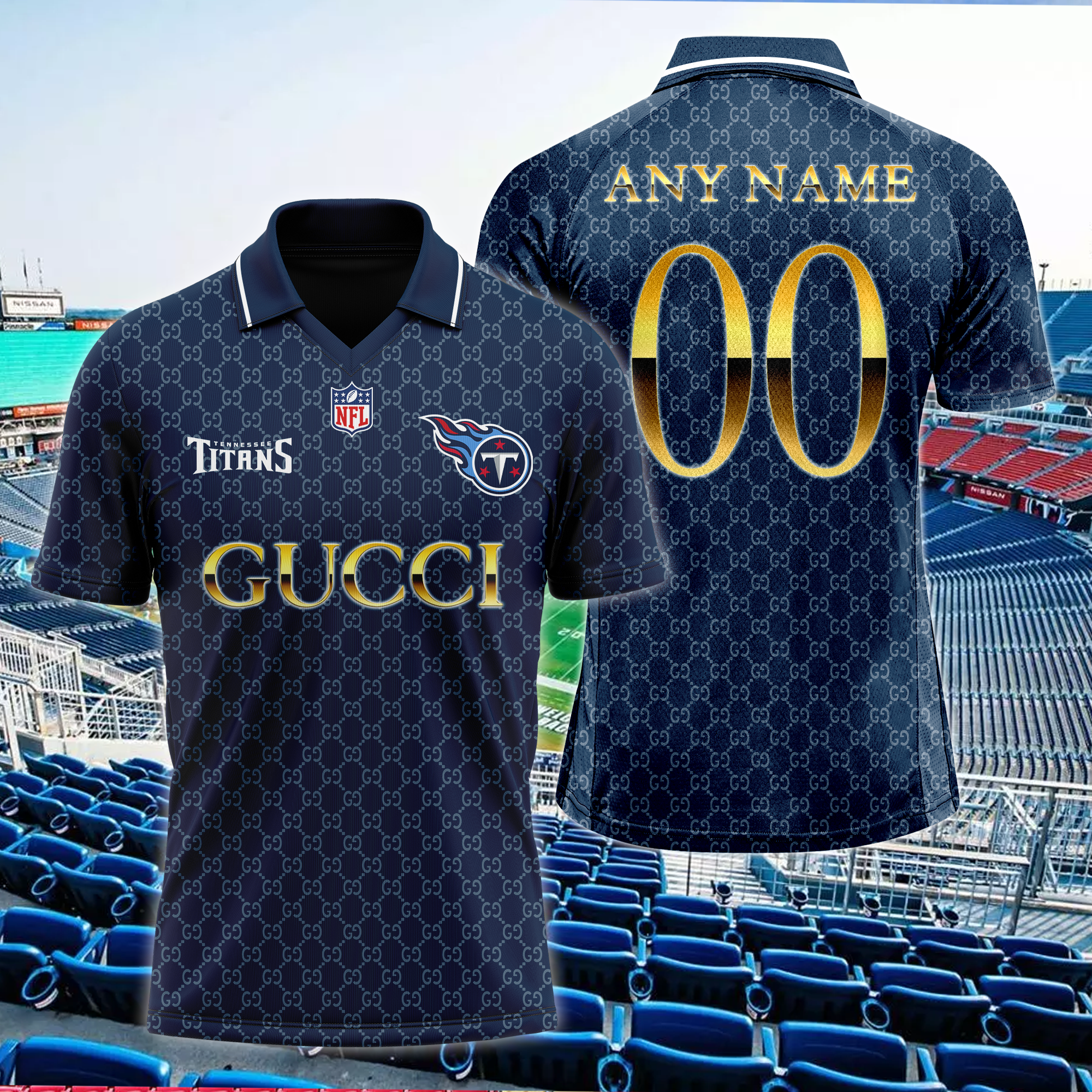 Tennessee Titans NFL Teams Gucci Collared  T-shirt PT64629