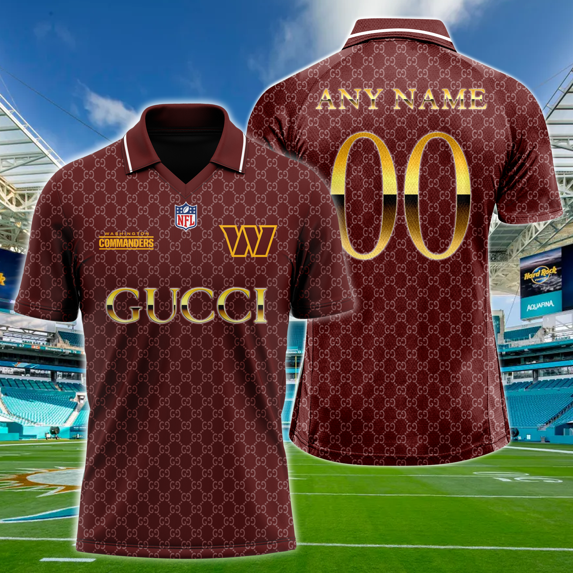 Washington Commanders NFL Teams Gucci Collared  T-shirt PT64630
