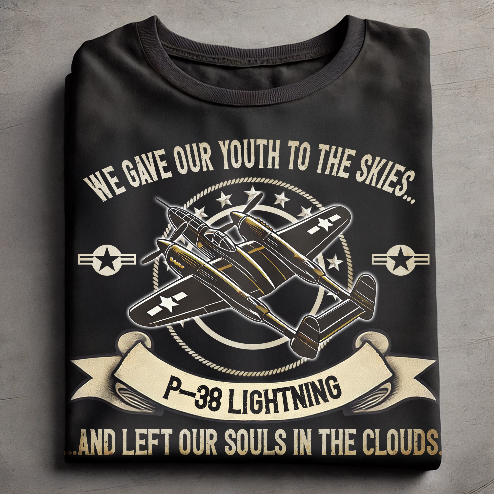 A veteran fighter pilot P-38 Lightning The sky was our battlefield....our scars tell the story AT03652