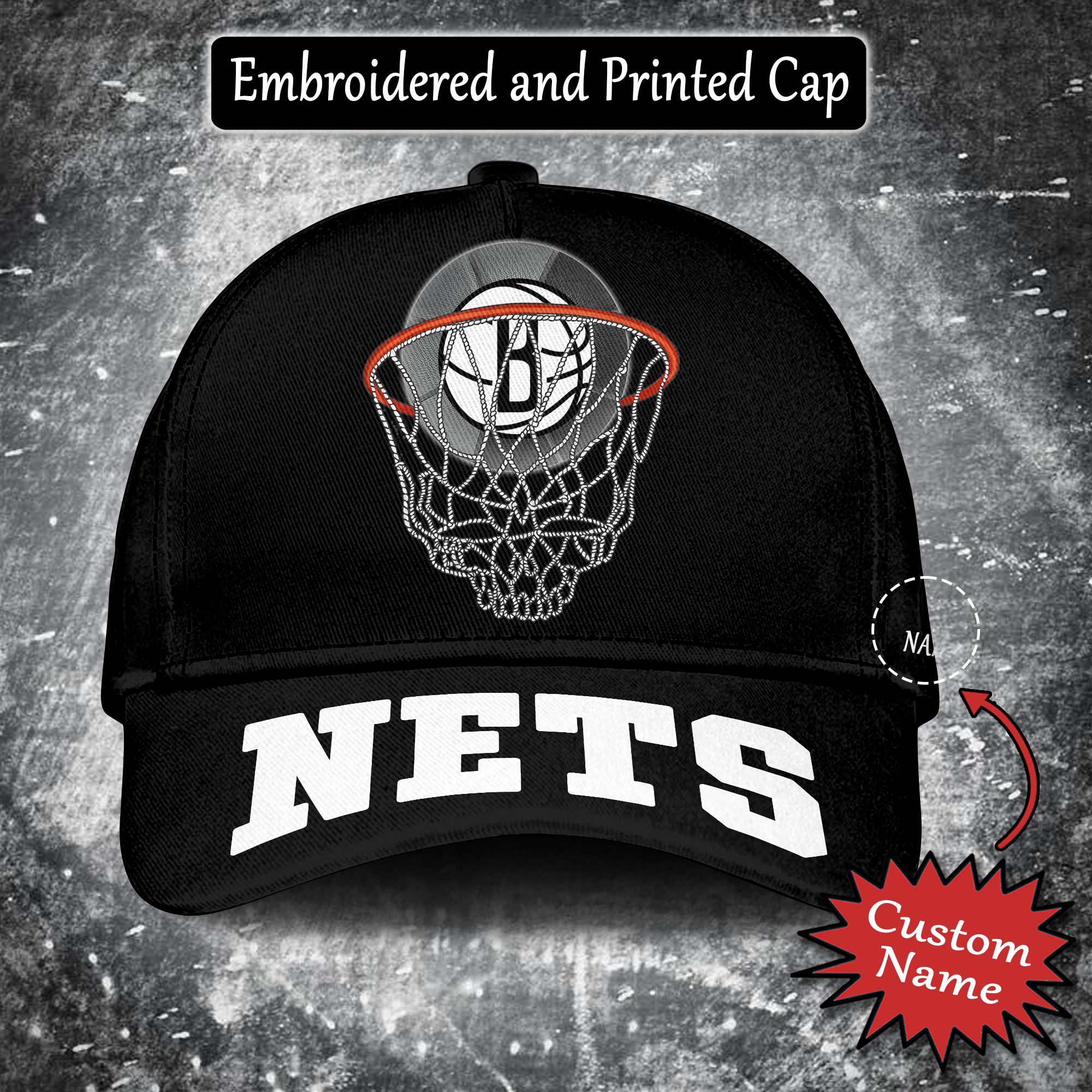 Brooklyn Nets Embroidered and Printed Cap PT65177