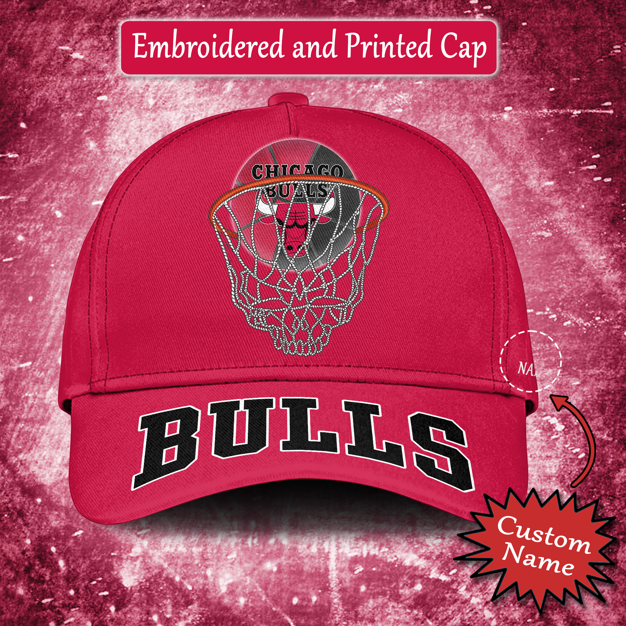 Chicago Bulls Embroidered and Printed Cap PT65179