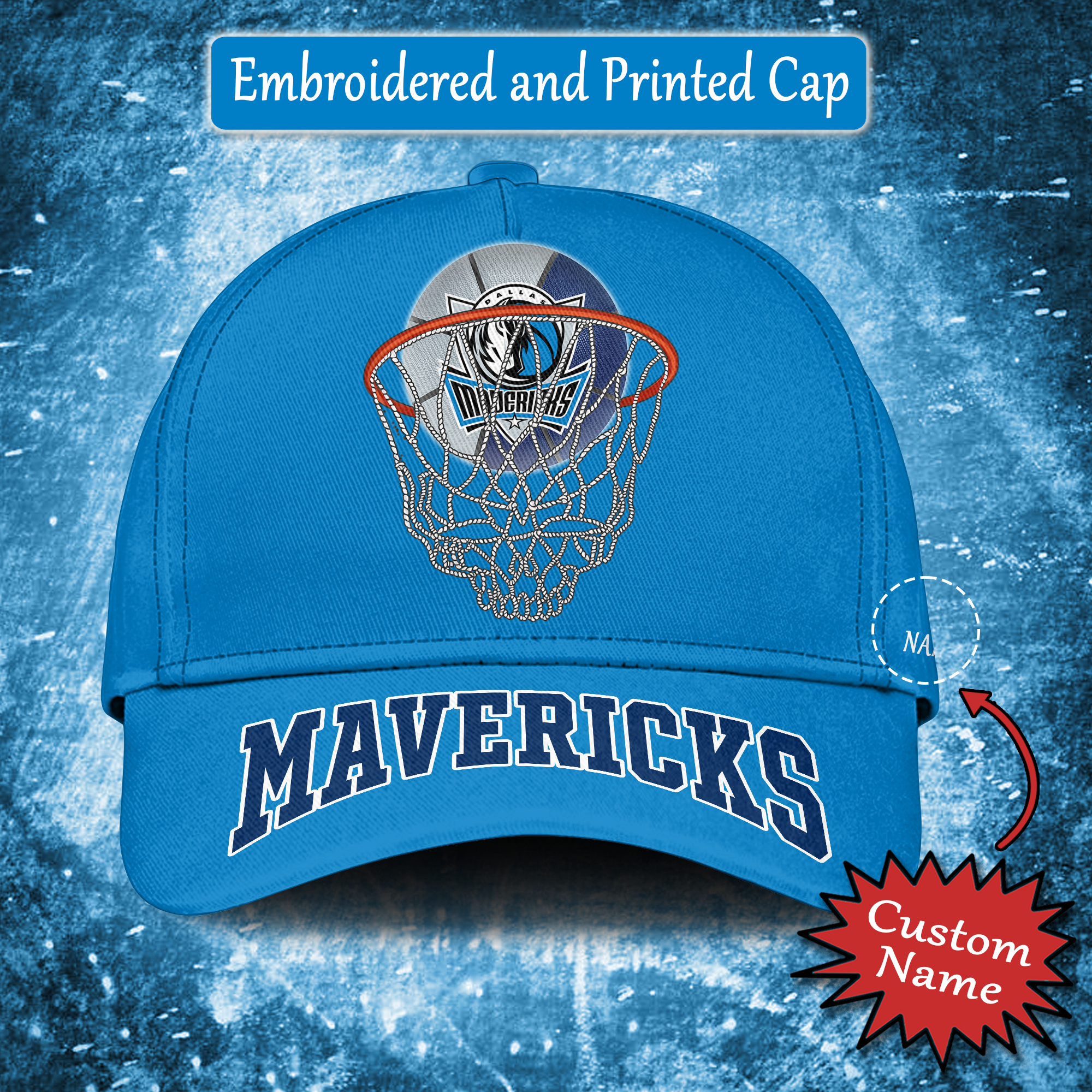 Dallas Mavericks Embroidered and Printed Cap PT65181