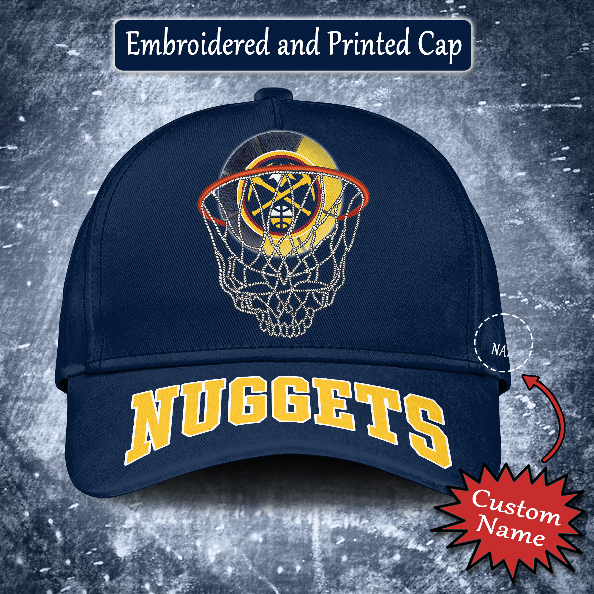Denver Nuggets Embroidered and Printed Cap PT65182