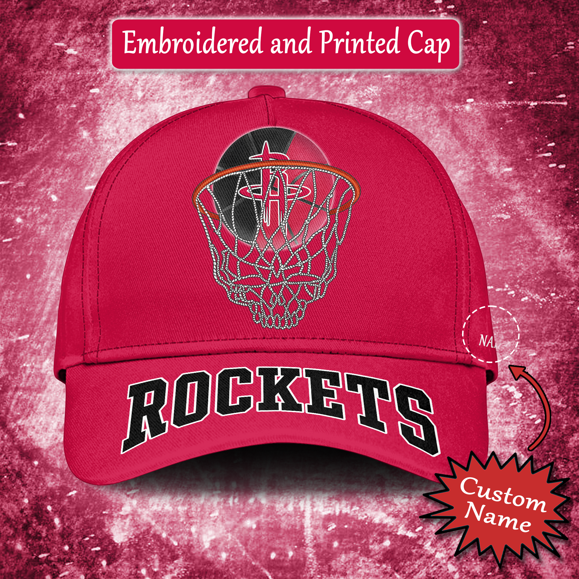 Houston Rockets Embroidered and Printed Cap PT65185