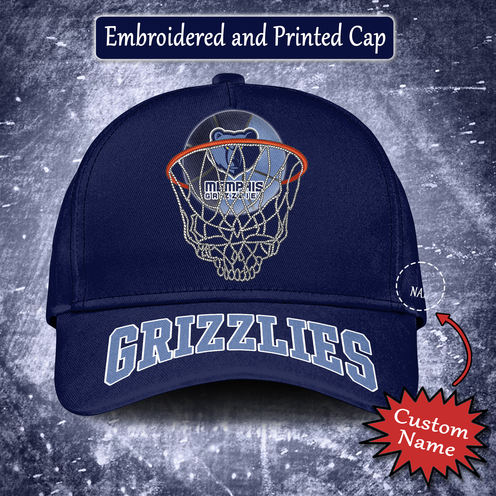 Memphis Grizzlies Embroidered and Printed Cap PT65189