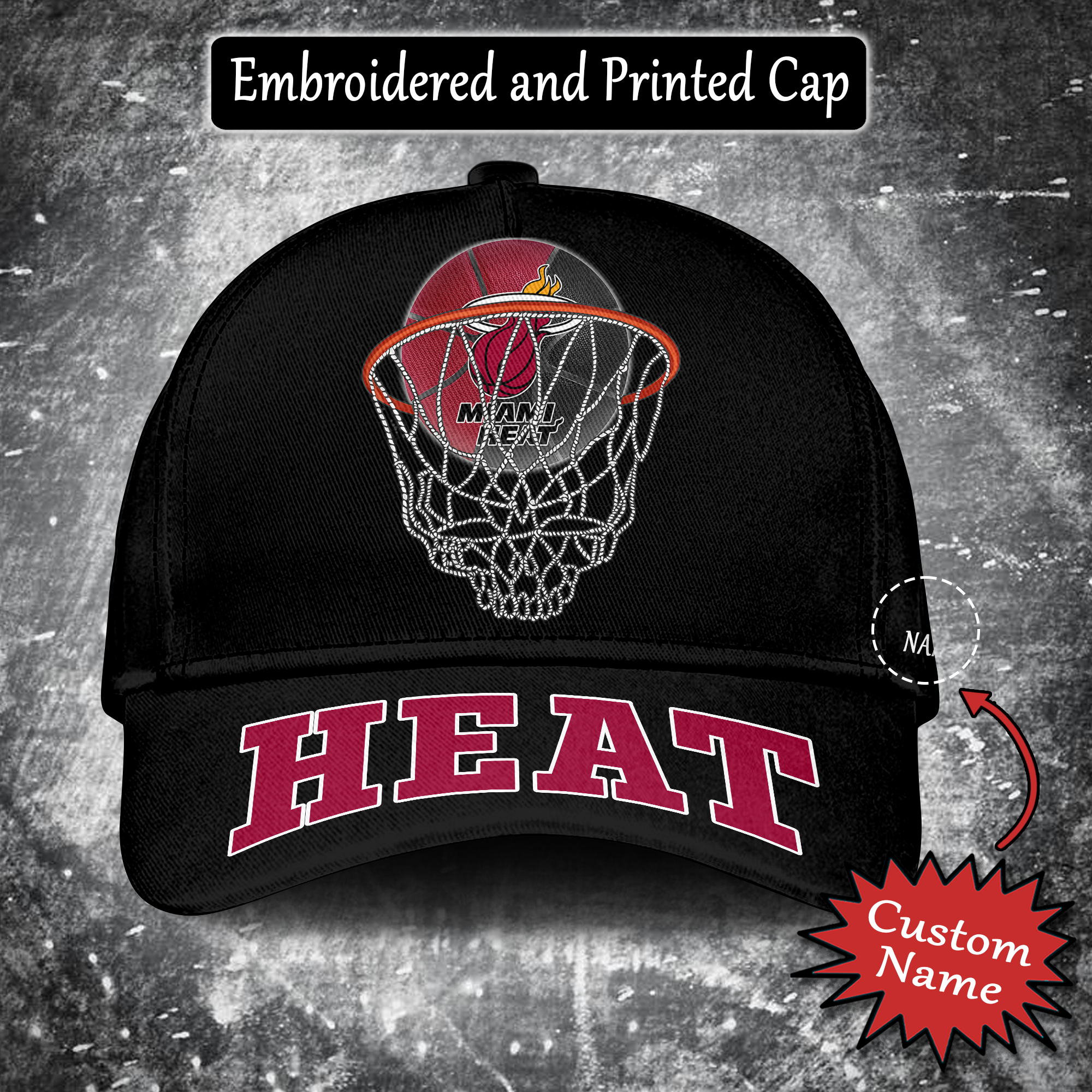 Miami Heat Embroidered and Printed Cap PT65190