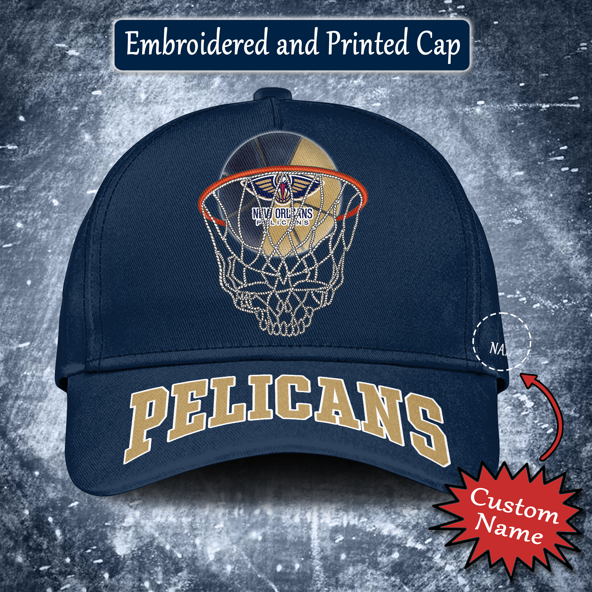 New Orleans Pelicans Embroidered and Printed Cap PT65193
