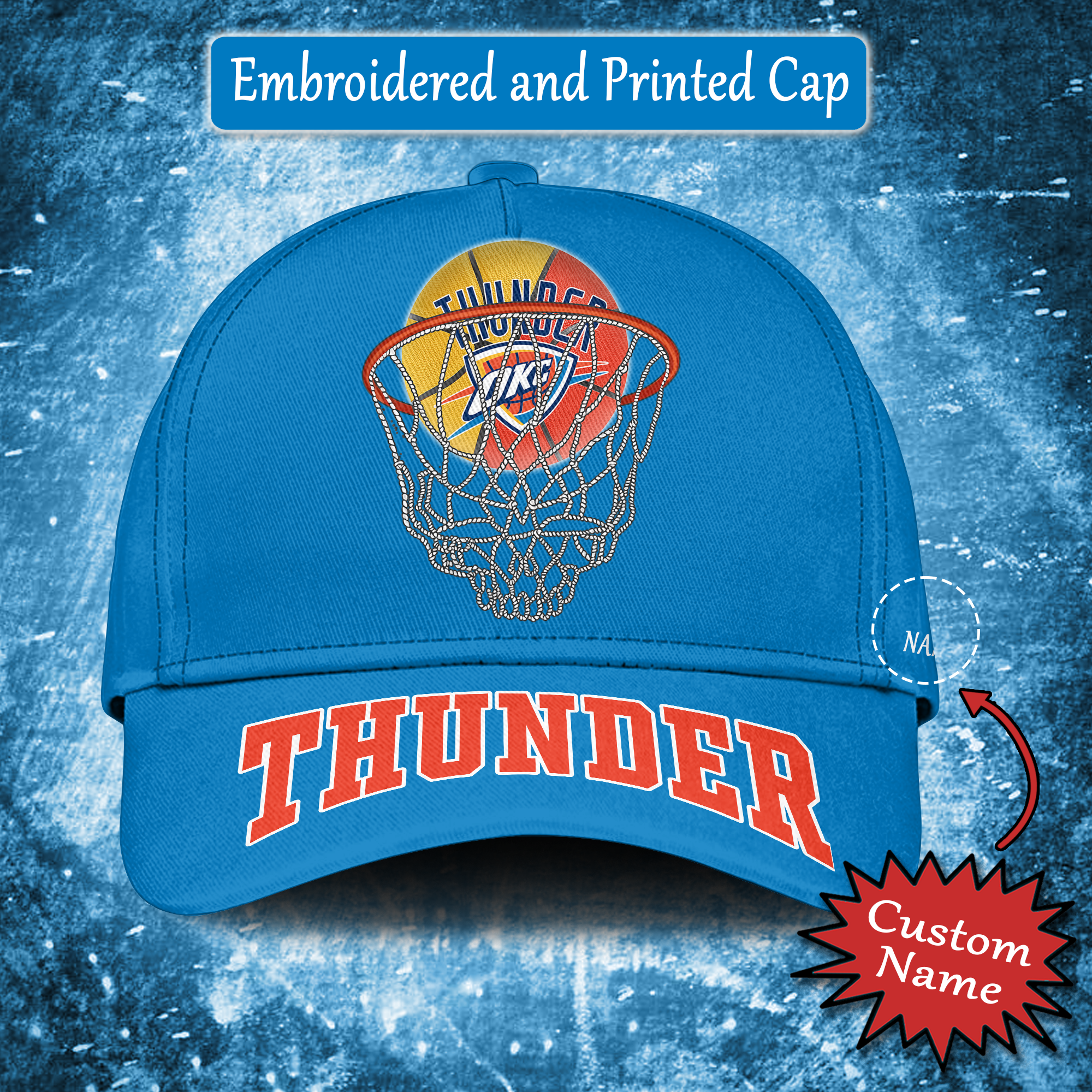 Oklahoma City Thunder Embroidered and Printed Cap PT65195