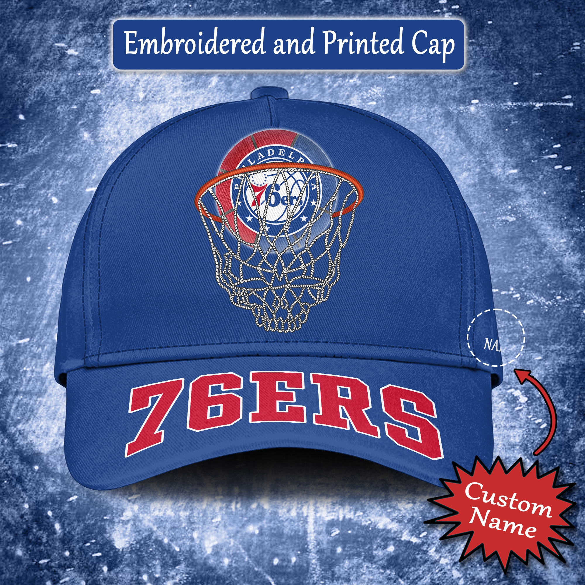 Philadelphia 76ers Embroidered and Printed Cap PT65197