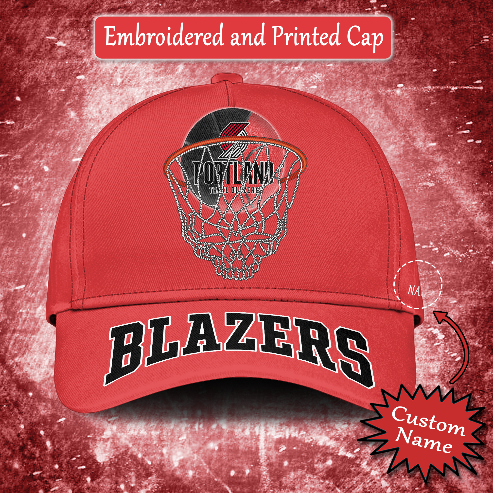 Portland Trail Blazers Embroidered and Printed Cap PT65199