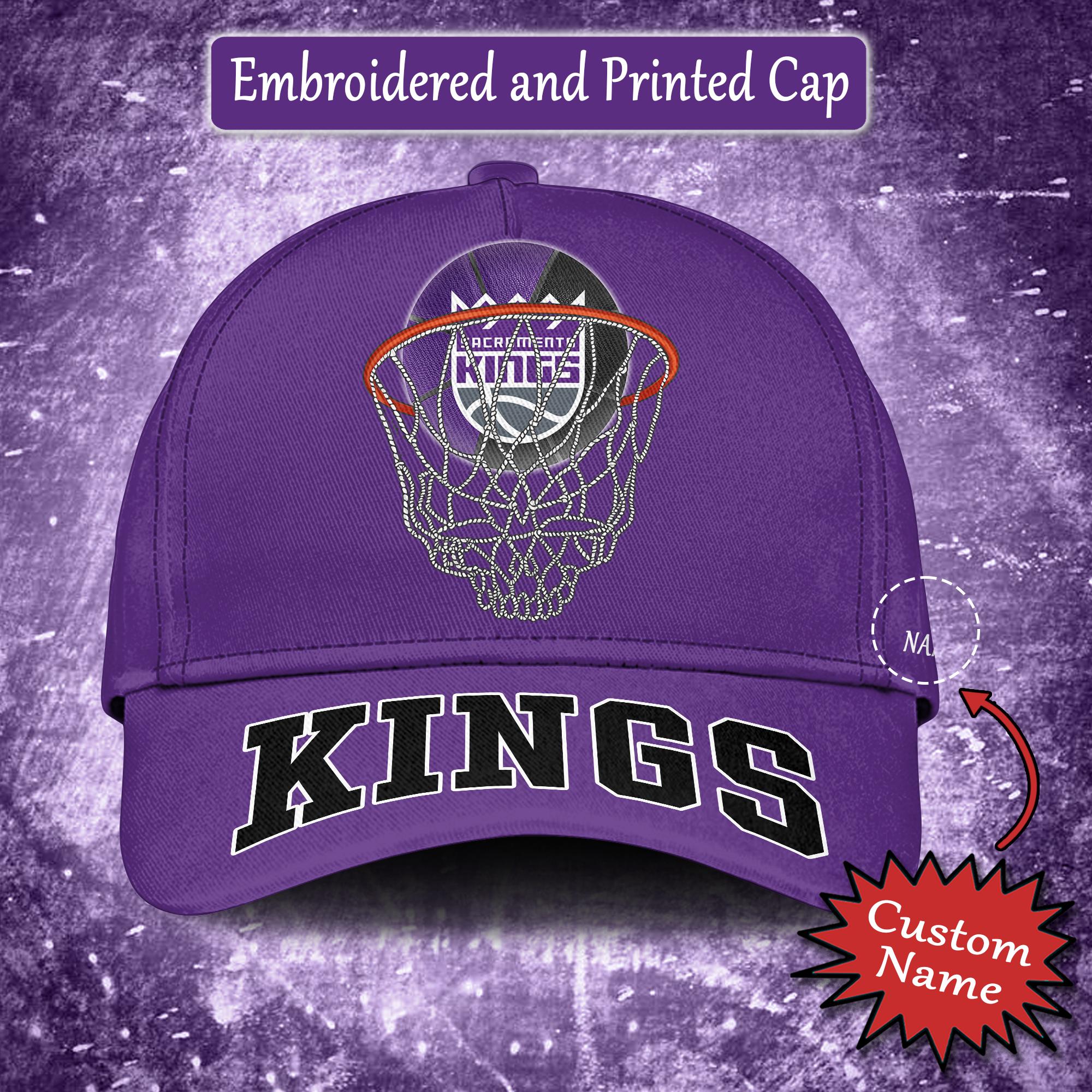 Sacramento Kings Embroidered and Printed Cap PT65200