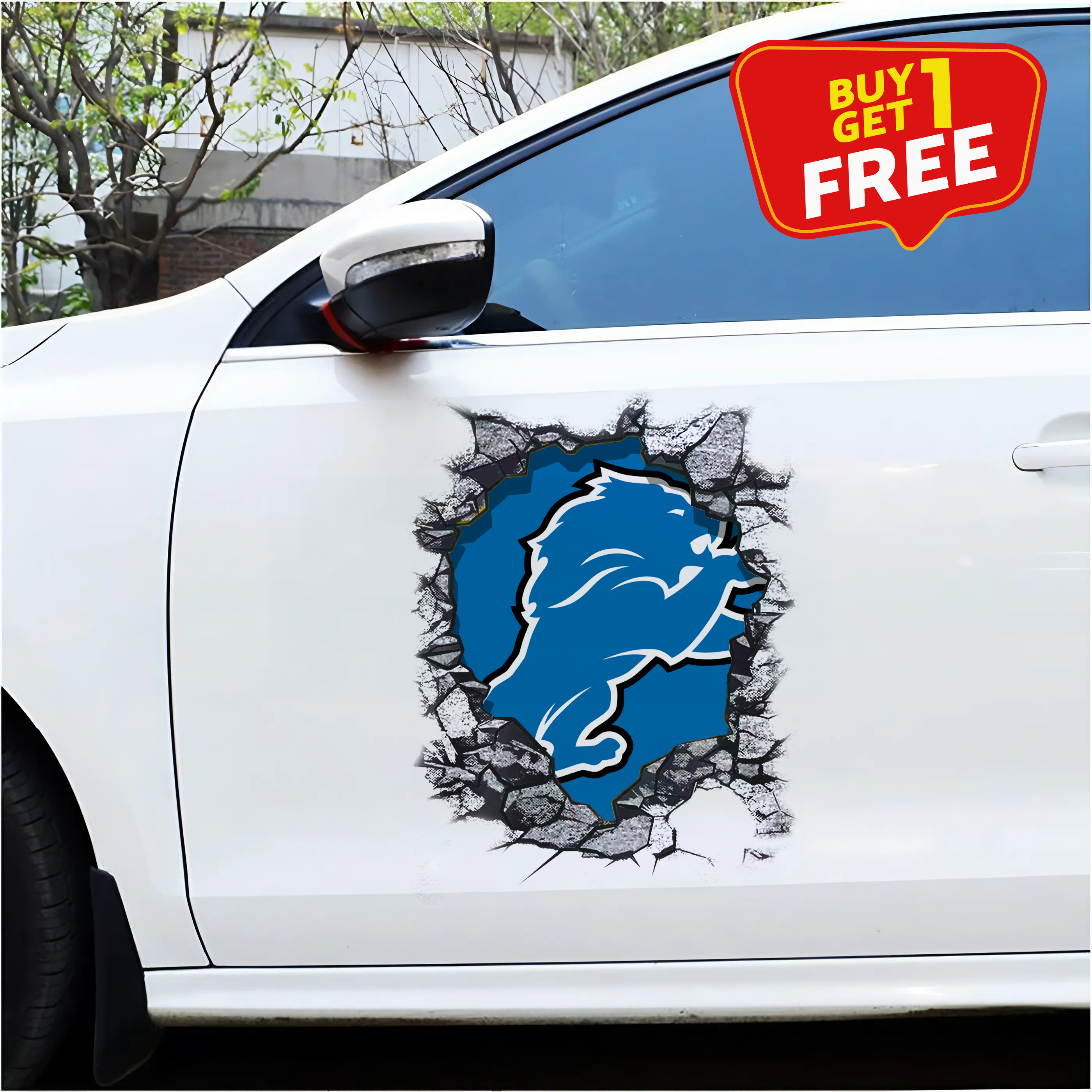 Detroit Lions Car Door Sticker NFL PT65236