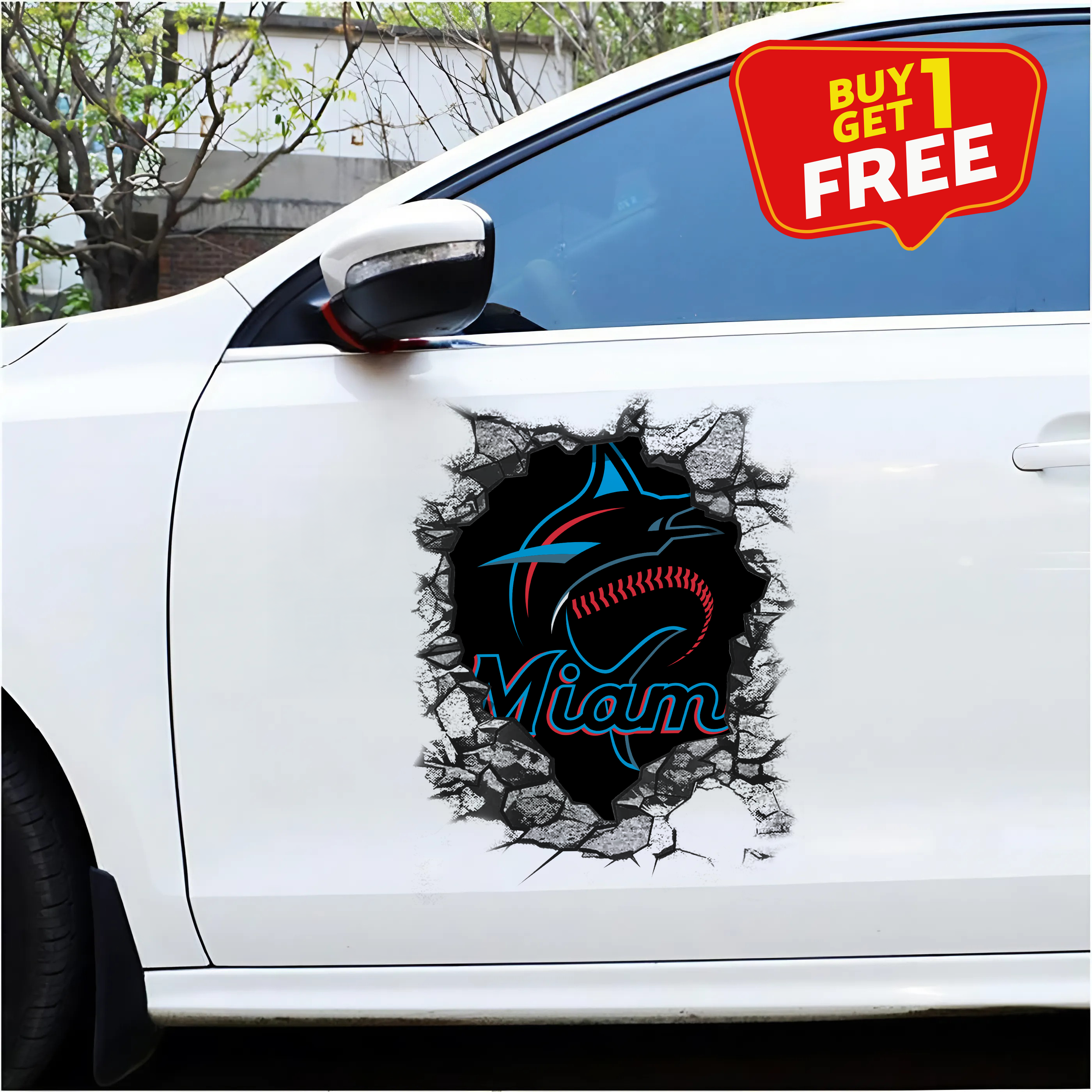 Miami Marlins Car Door Sticker PT65506