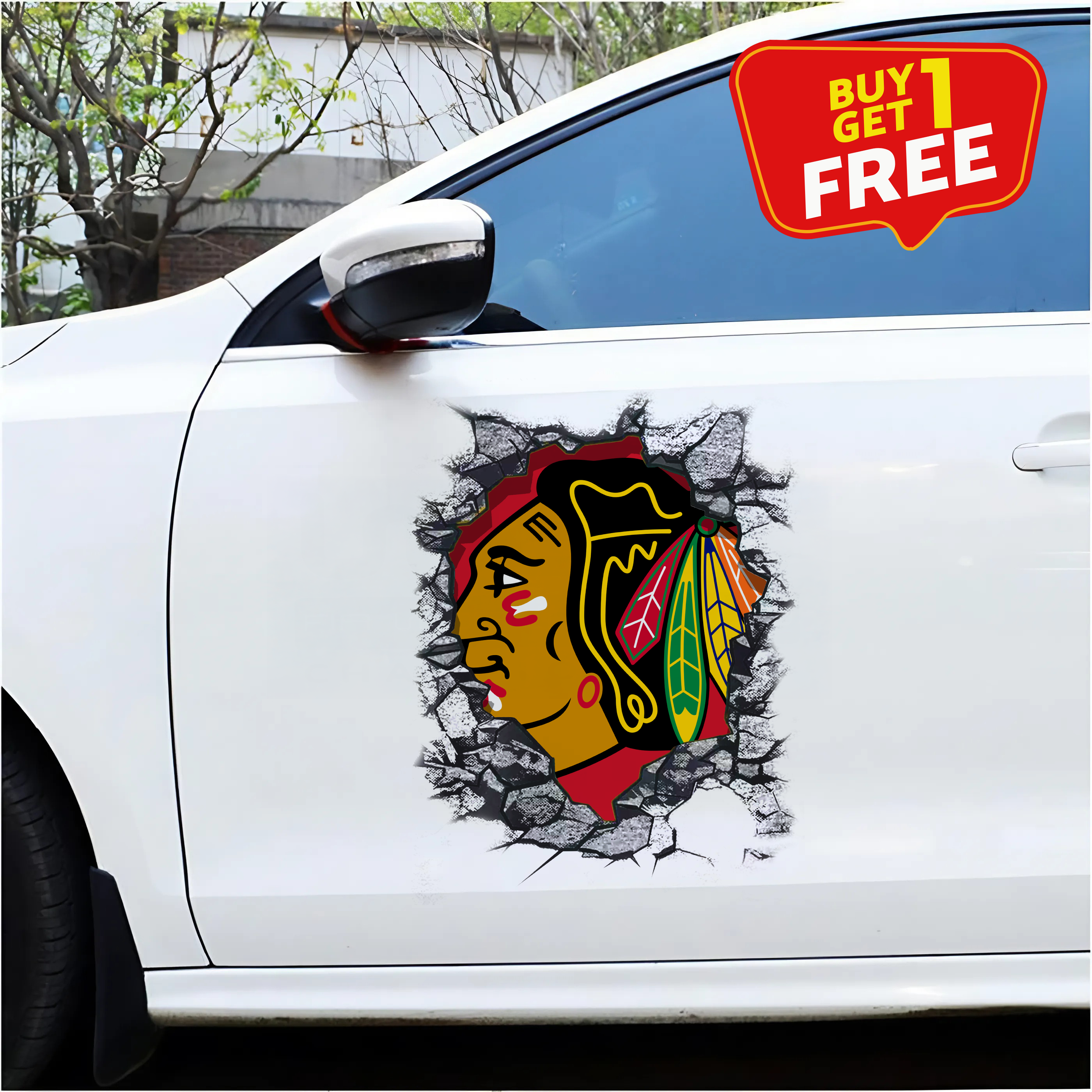 Chicago Blackhawks Car Door Sticker PT65599