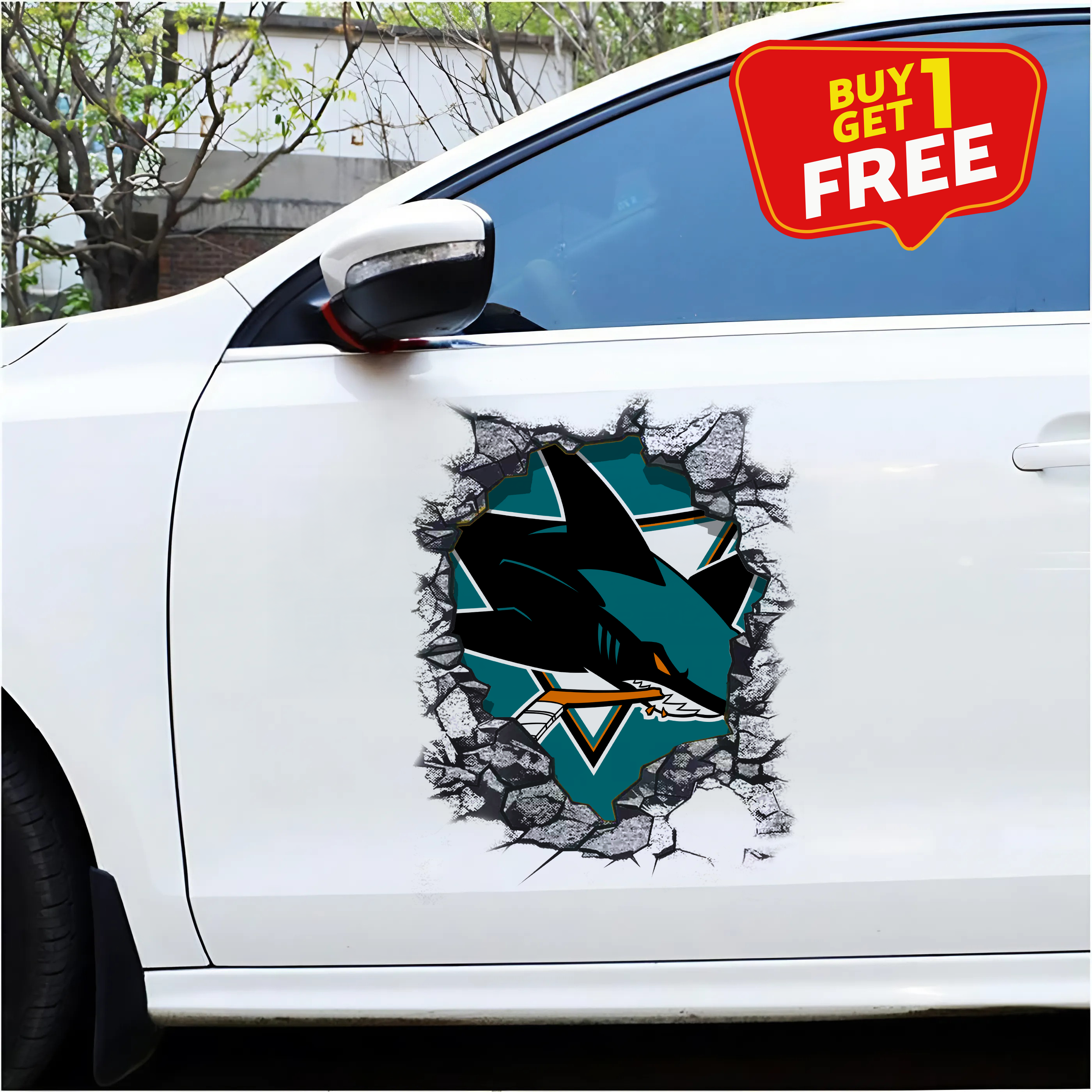 San Jose Sharks Car Door Sticker PT65616