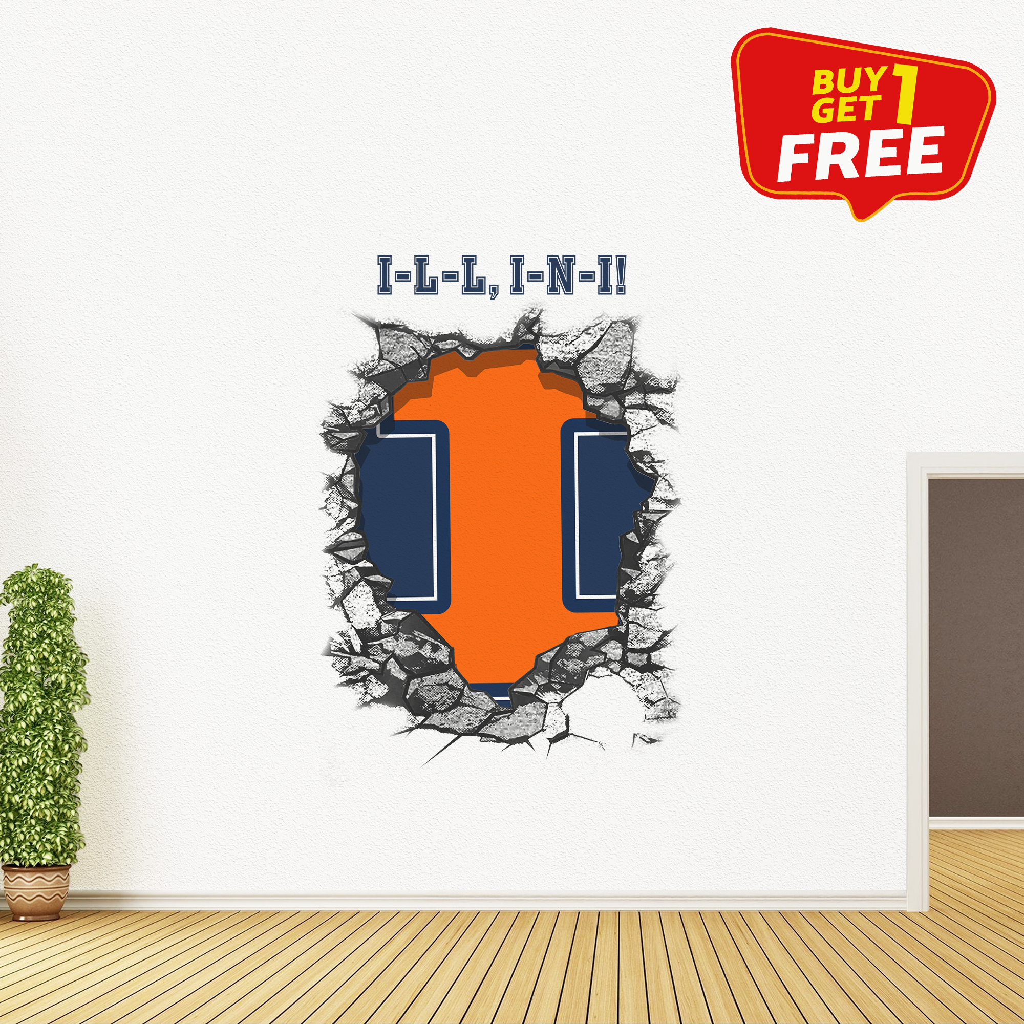 Illinois Fighting Illini Wall Decal PT65791