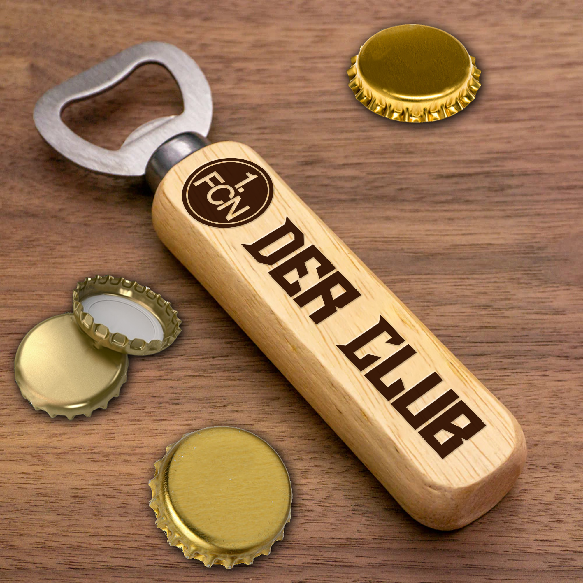 1. FC Nürnberg Wooden Handle Bottle Opener-1 Side Engraved PT66318