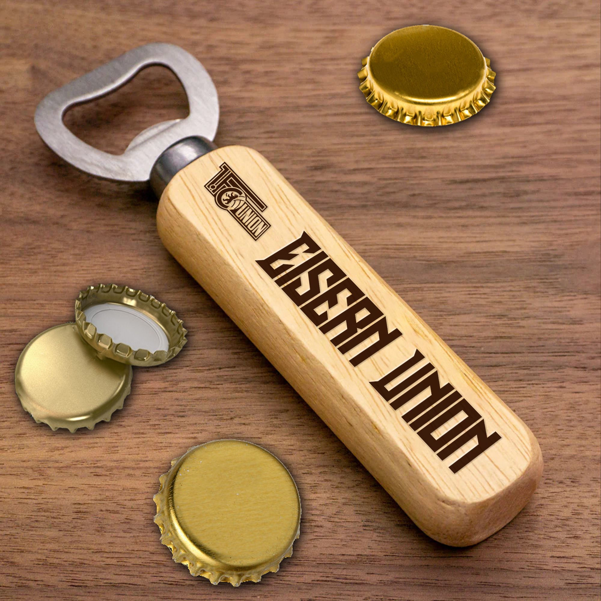 1. FC Union Berlin Wooden Handle Bottle Opener-1 Side Engraved PT66329
