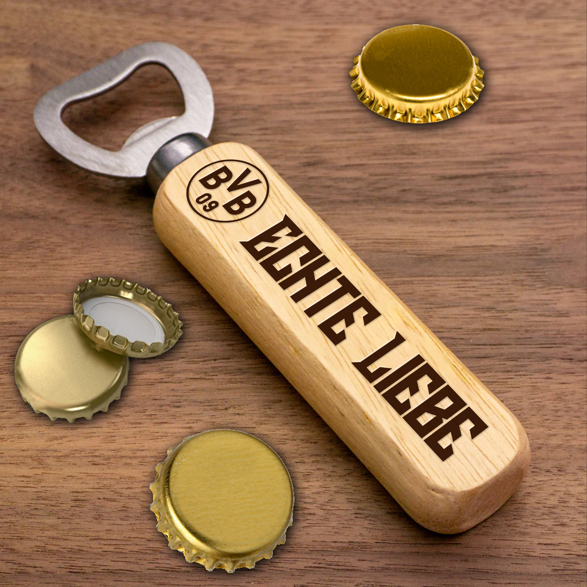 Borussia Dortmund Wooden Handle Bottle Opener-1 Side Engraved PT66331