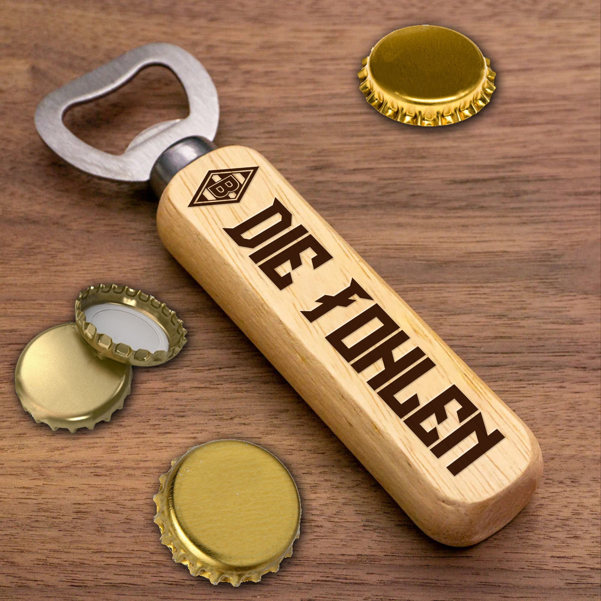 Borussia Mönchengladbach Wooden Handle Bottle Opener-1 Side Engraved PT66332