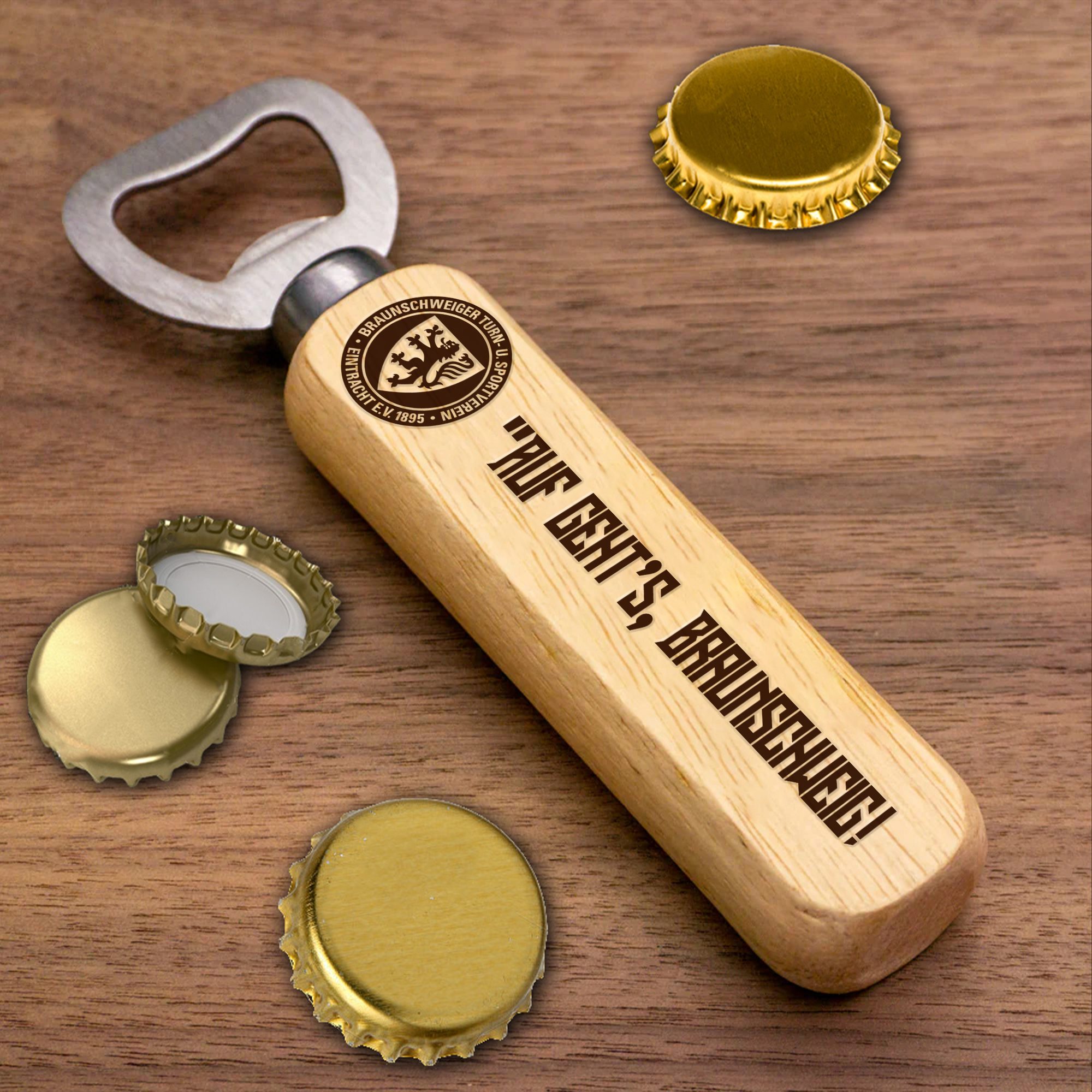 Eintracht Braunschweig Wooden Handle Bottle Opener-1 Side Engraved PT66319