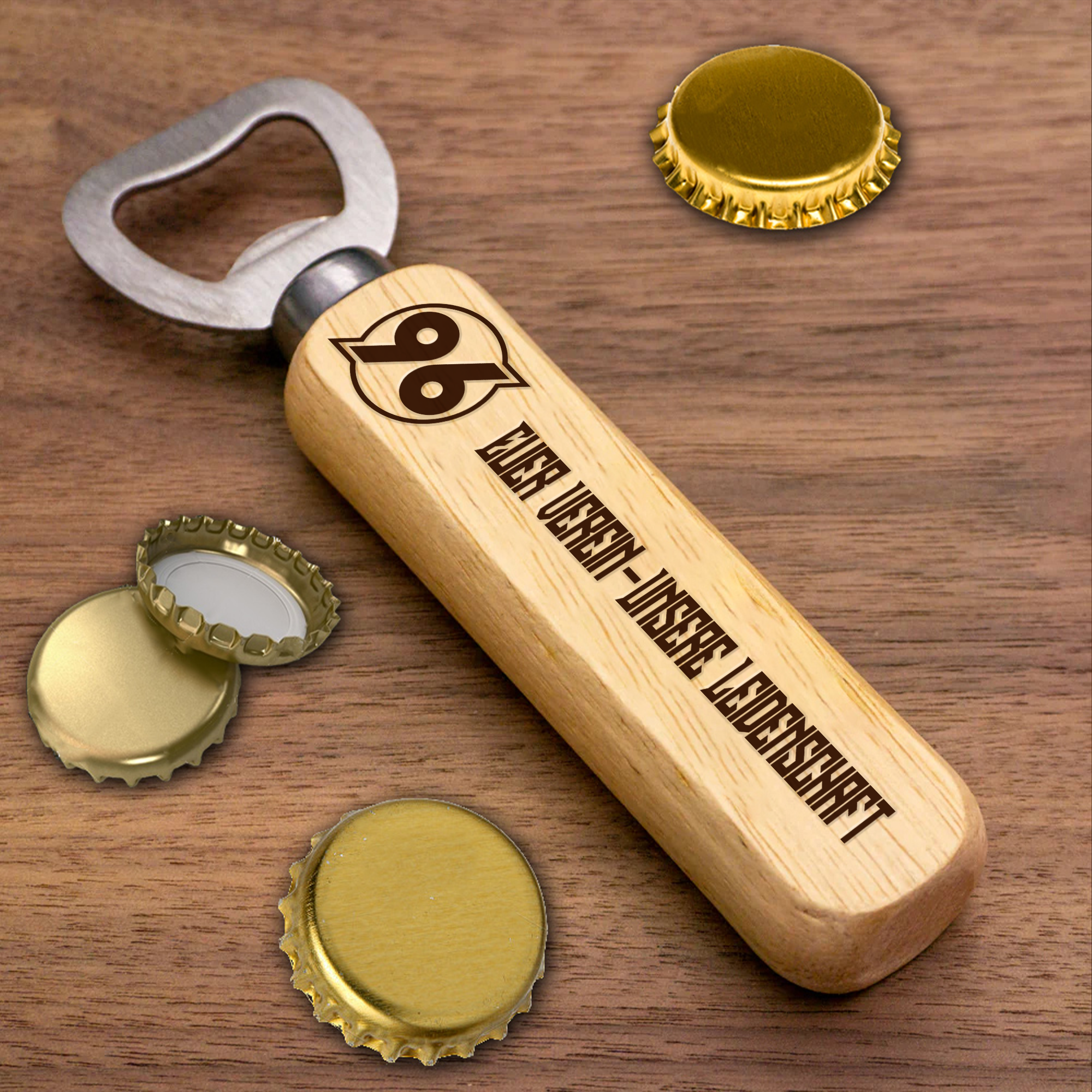 Hannover 96 Wooden Handle Bottle Opener-1 Side Engraved PT66324