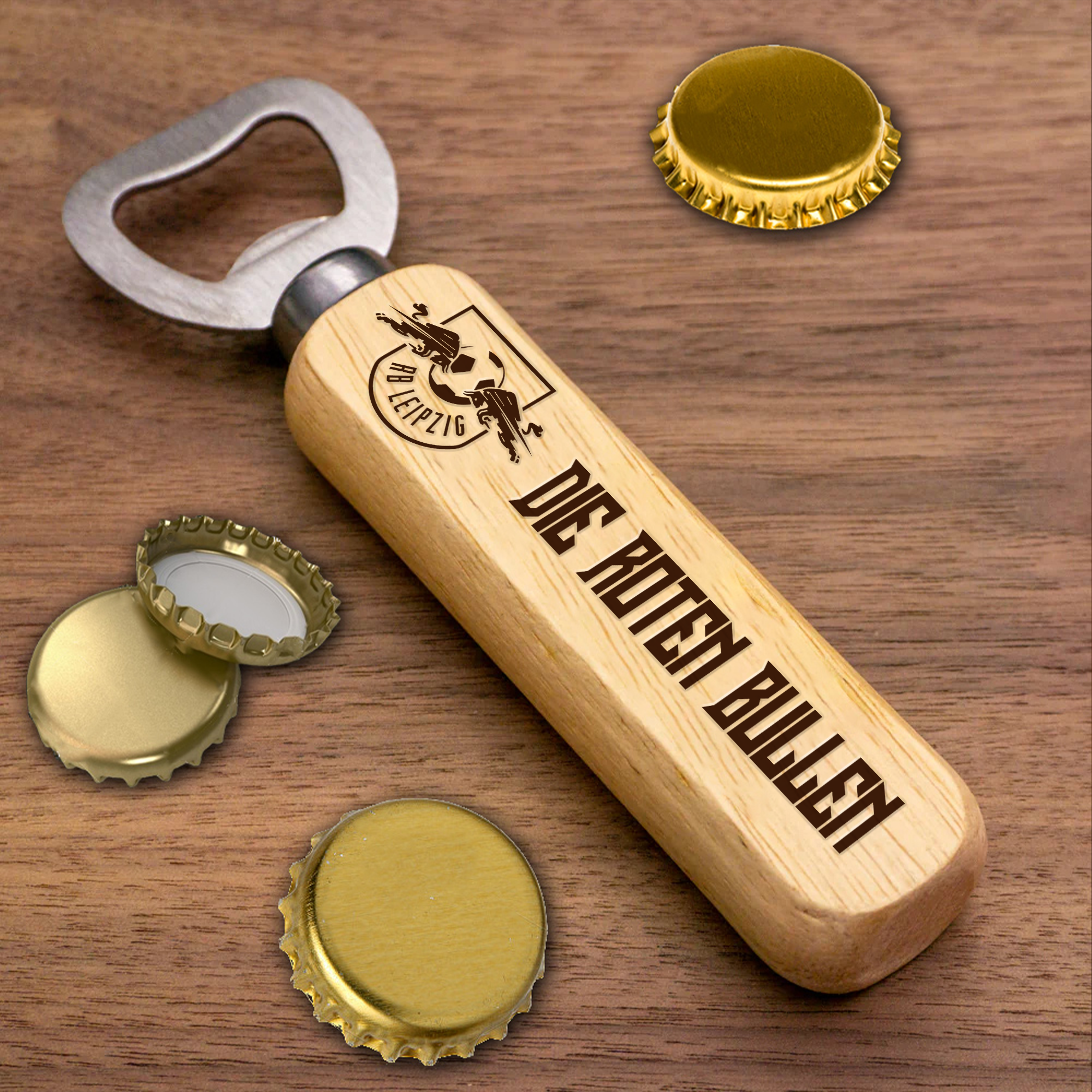 RB Leipzig Wooden Handle Bottle Opener-1 Side Engraved PT66339
