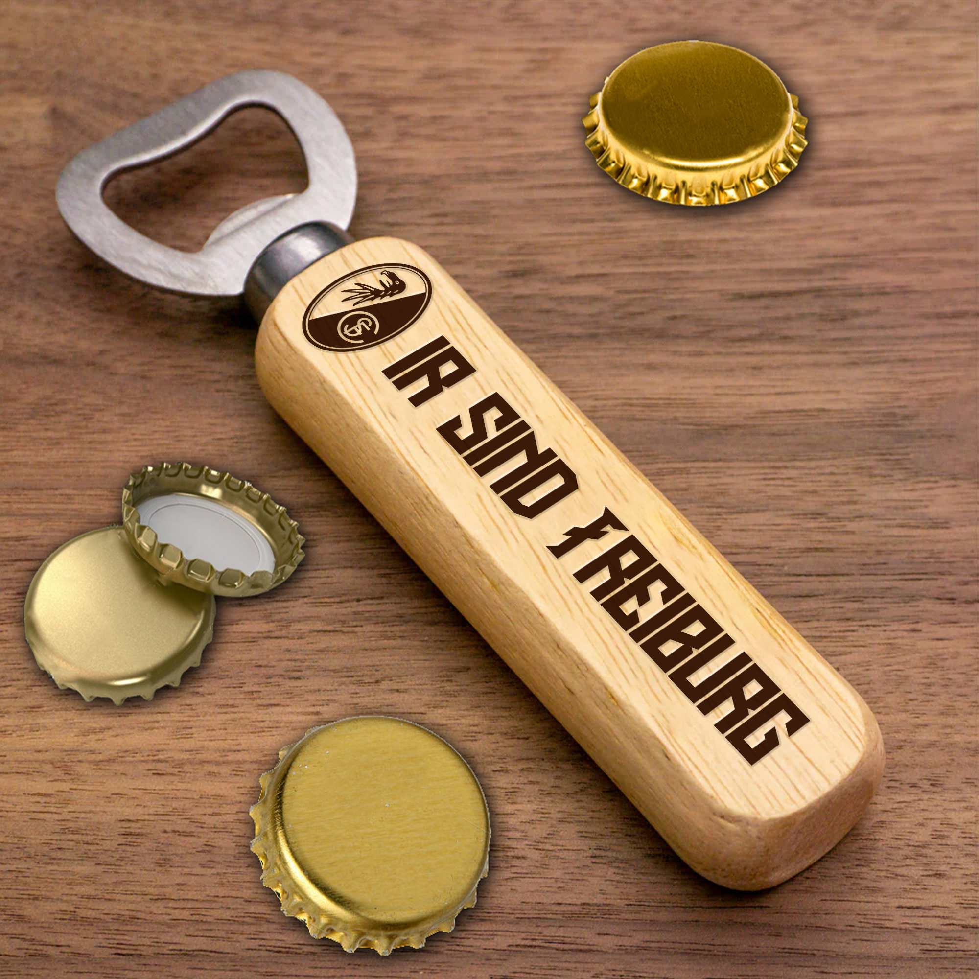SC Freiburg Wooden Handle Bottle Opener-1 Side Engraved PT66340