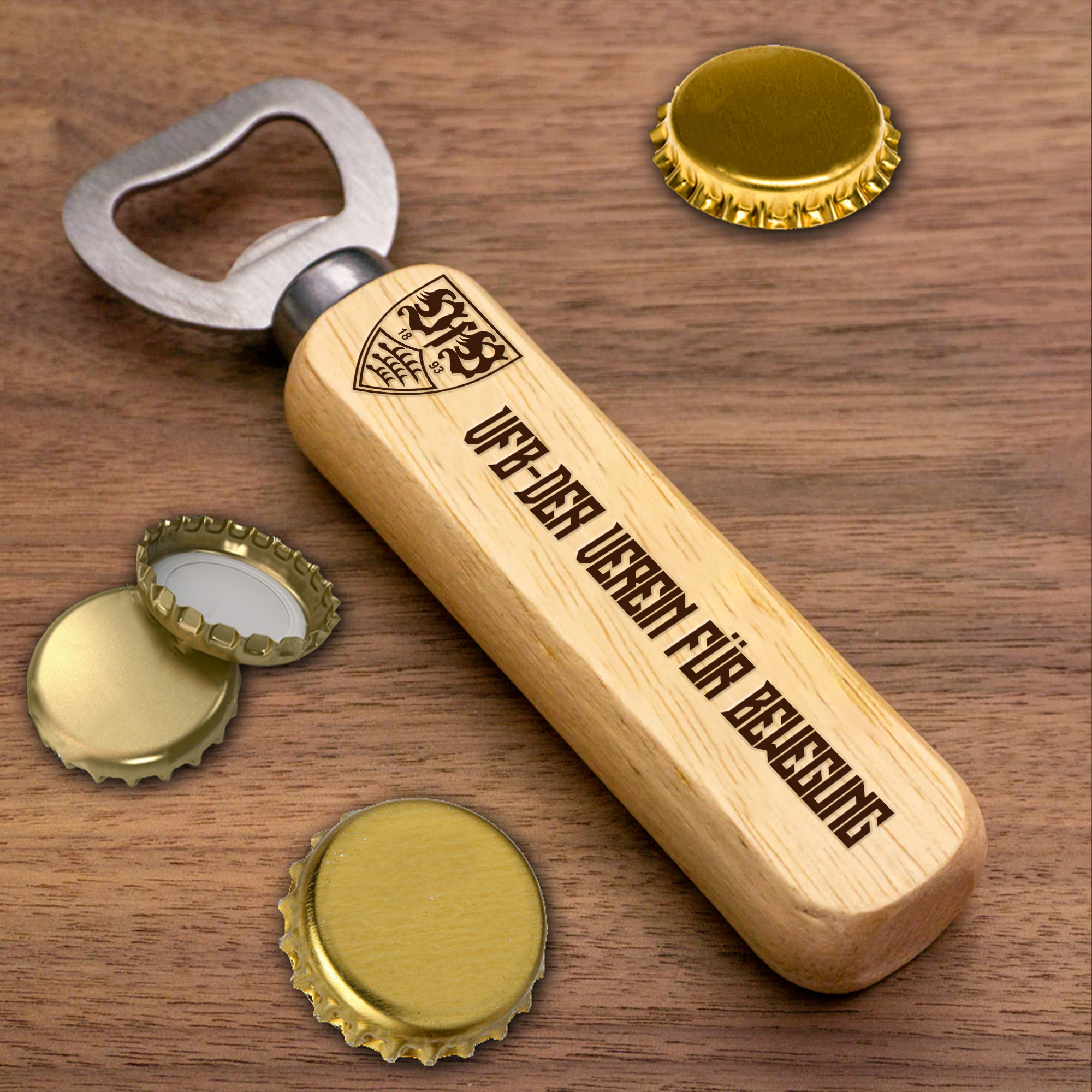 VfB Stuttgart Wooden Handle Bottle Opener-1 Side Engraved PT66342