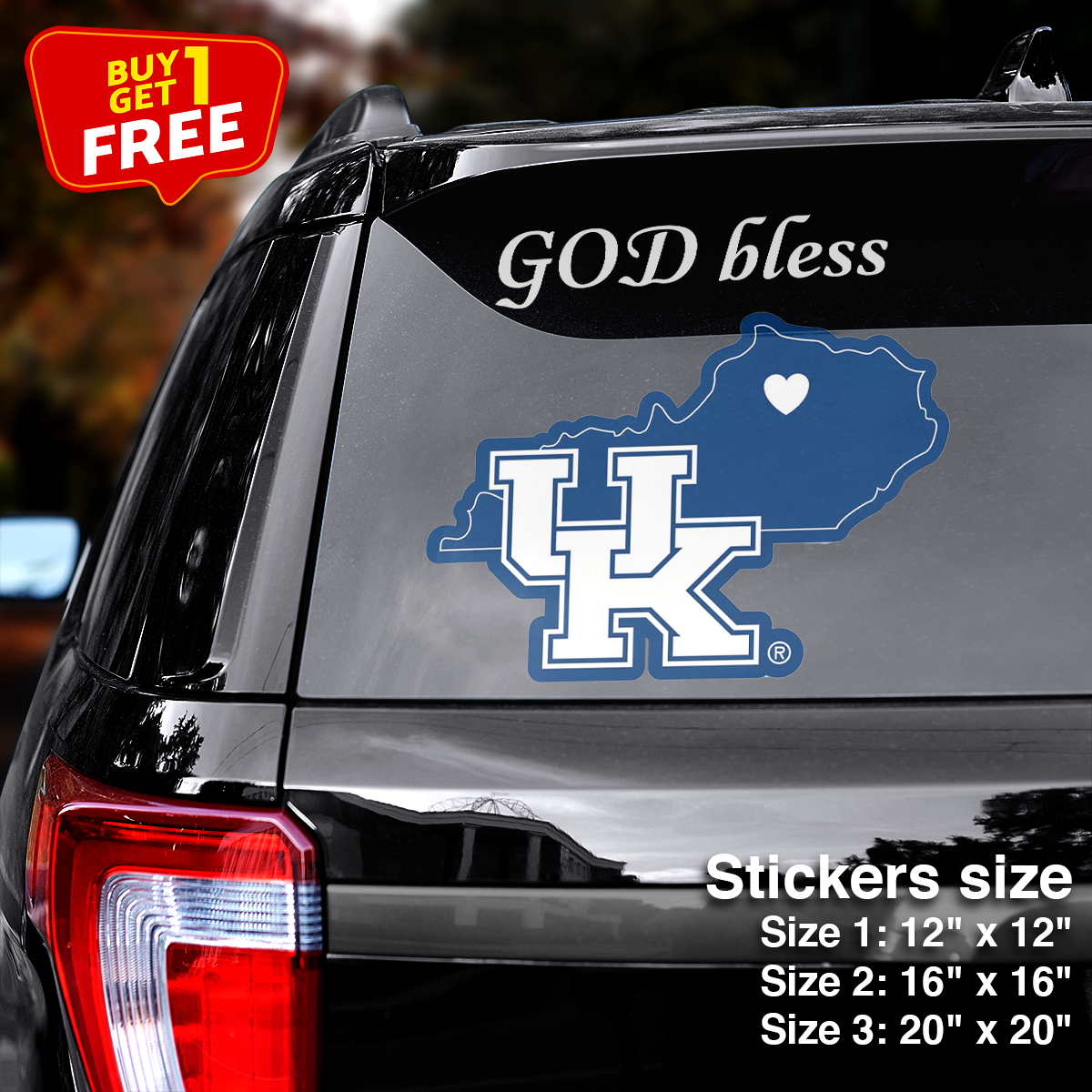 Kentucky Wildcats State Sticker Car GOD Bless PT66412