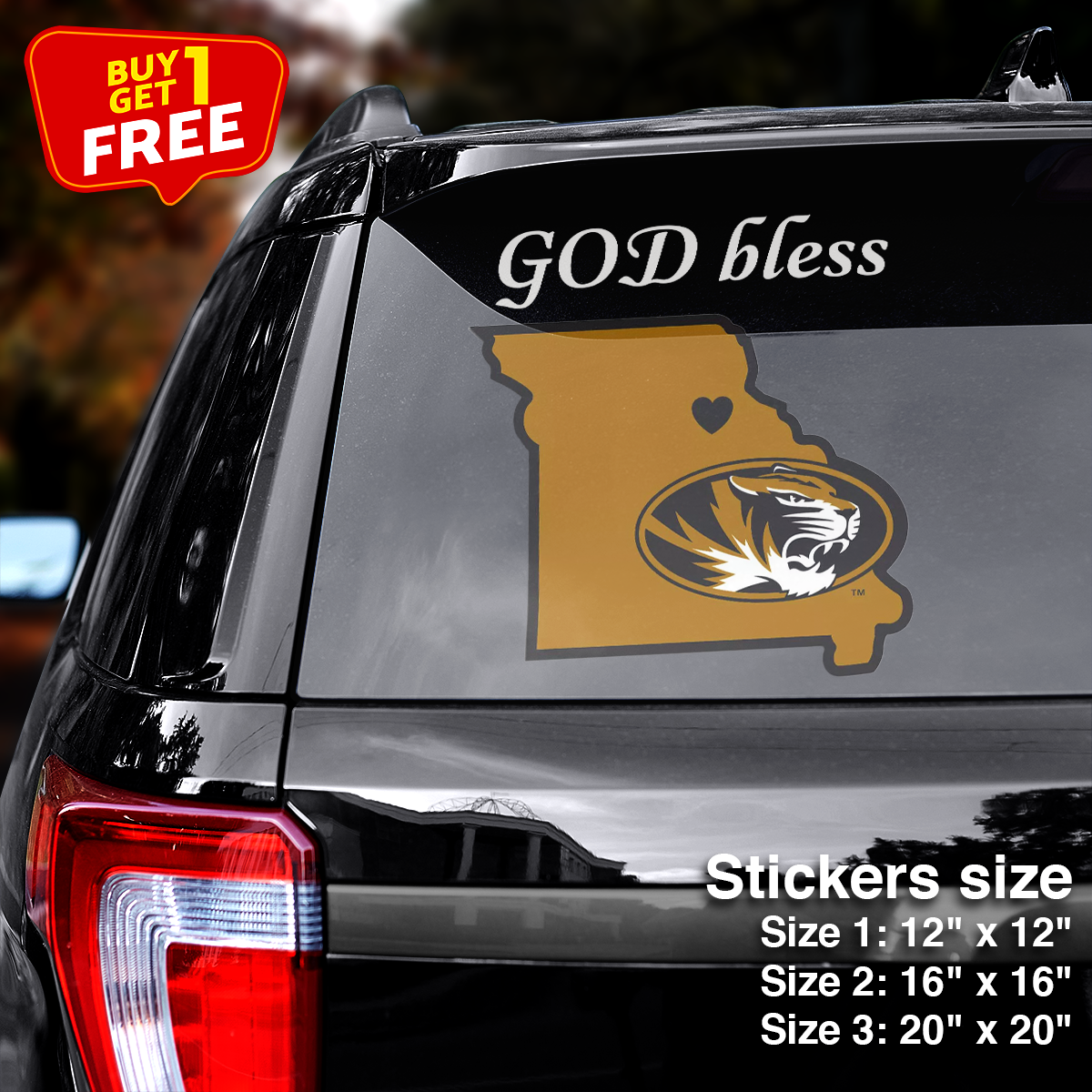 Missouri Tigers Gamecocks State Sticker Car GOD Bless PT66417