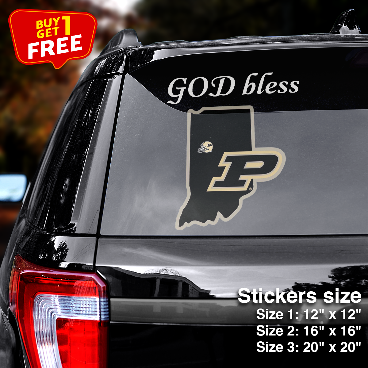 Purdue Boilermakers State Sticker Car GOD Bless PT66426