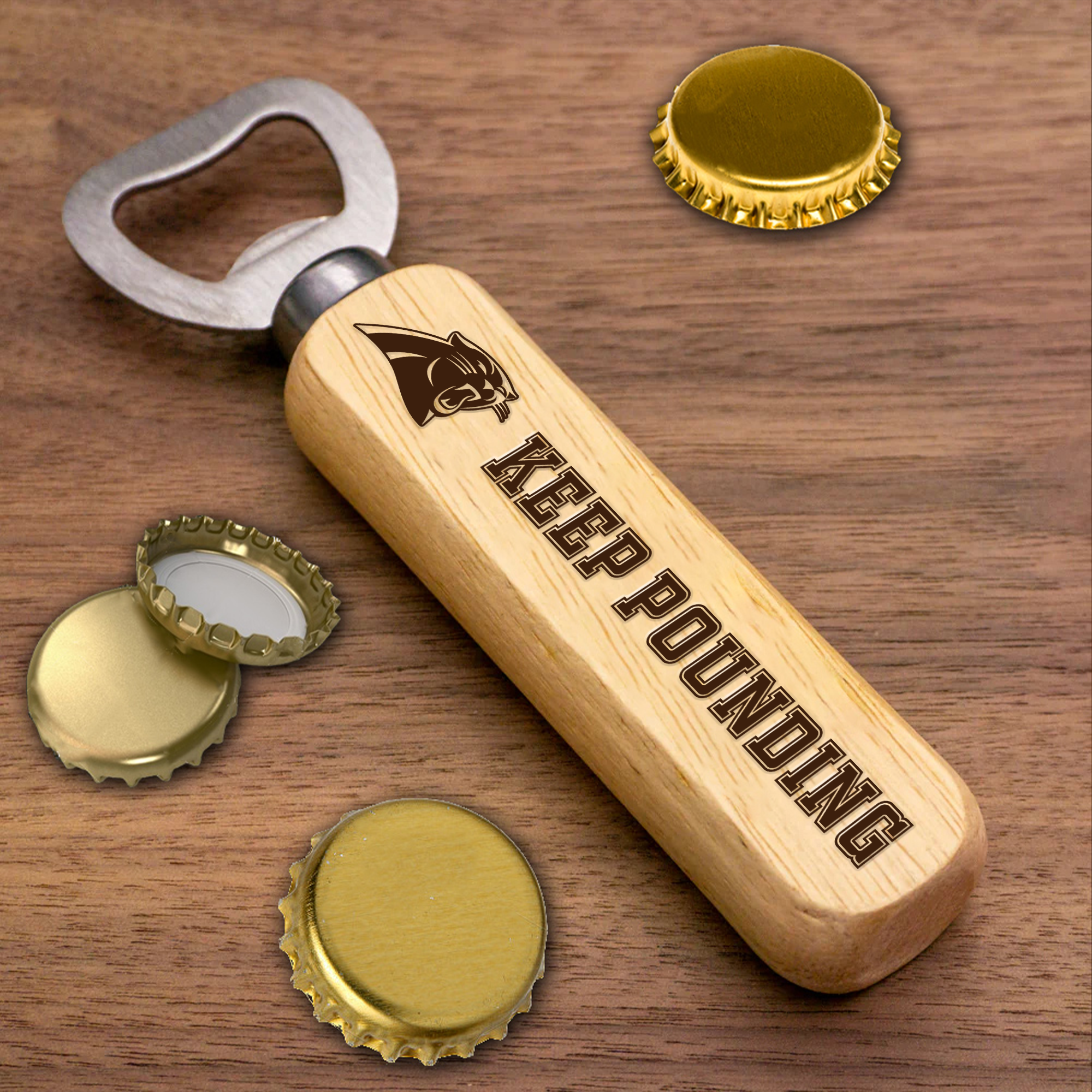 Carolina Panthers Wooden Handle Bottle Opener-1 Side Engraved PT66475