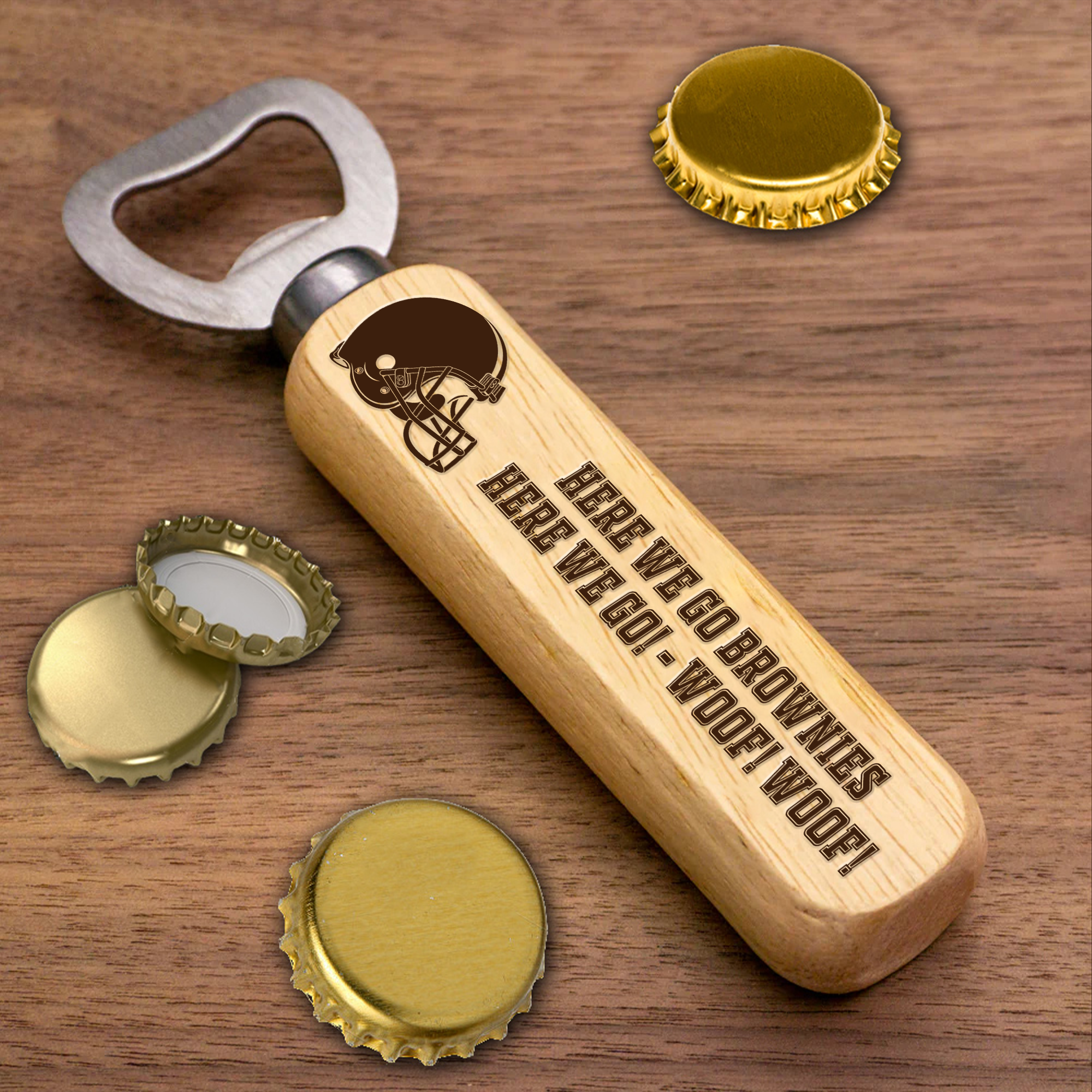 Cleveland Browns Wooden Handle Bottle Opener-1 Side Engraved PT66478