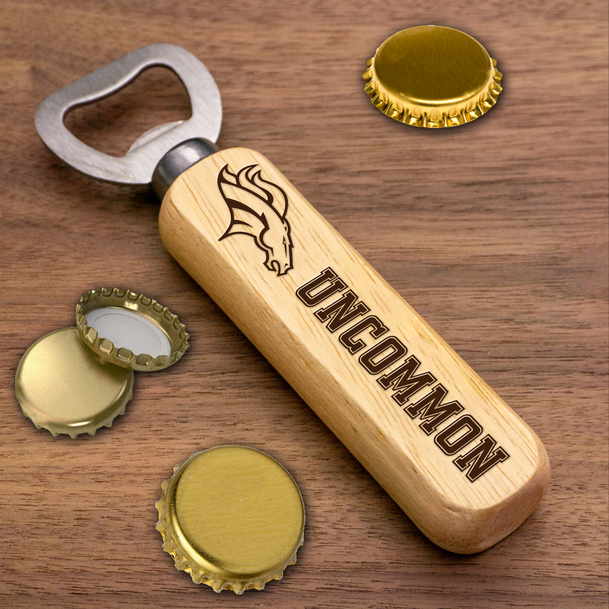 Denver Broncos Wooden Handle Bottle Opener-1 Side Engraved PT66480