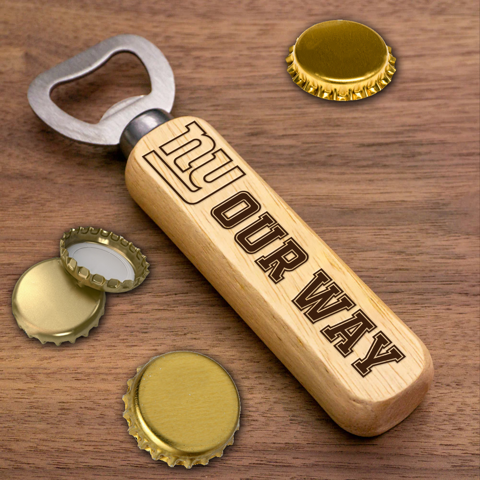 New York Giant Wooden Handle Bottle Opener-1 Side Engraved PT66494