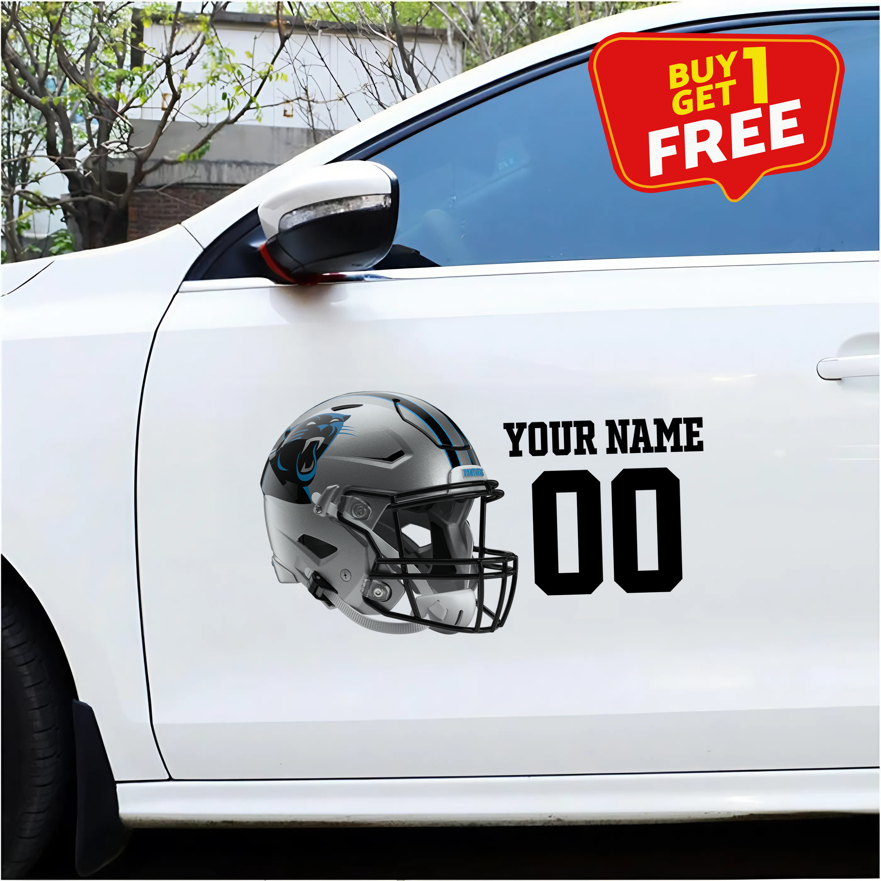Carolina Panthers Car Sticker Custom Name - Number PT66443