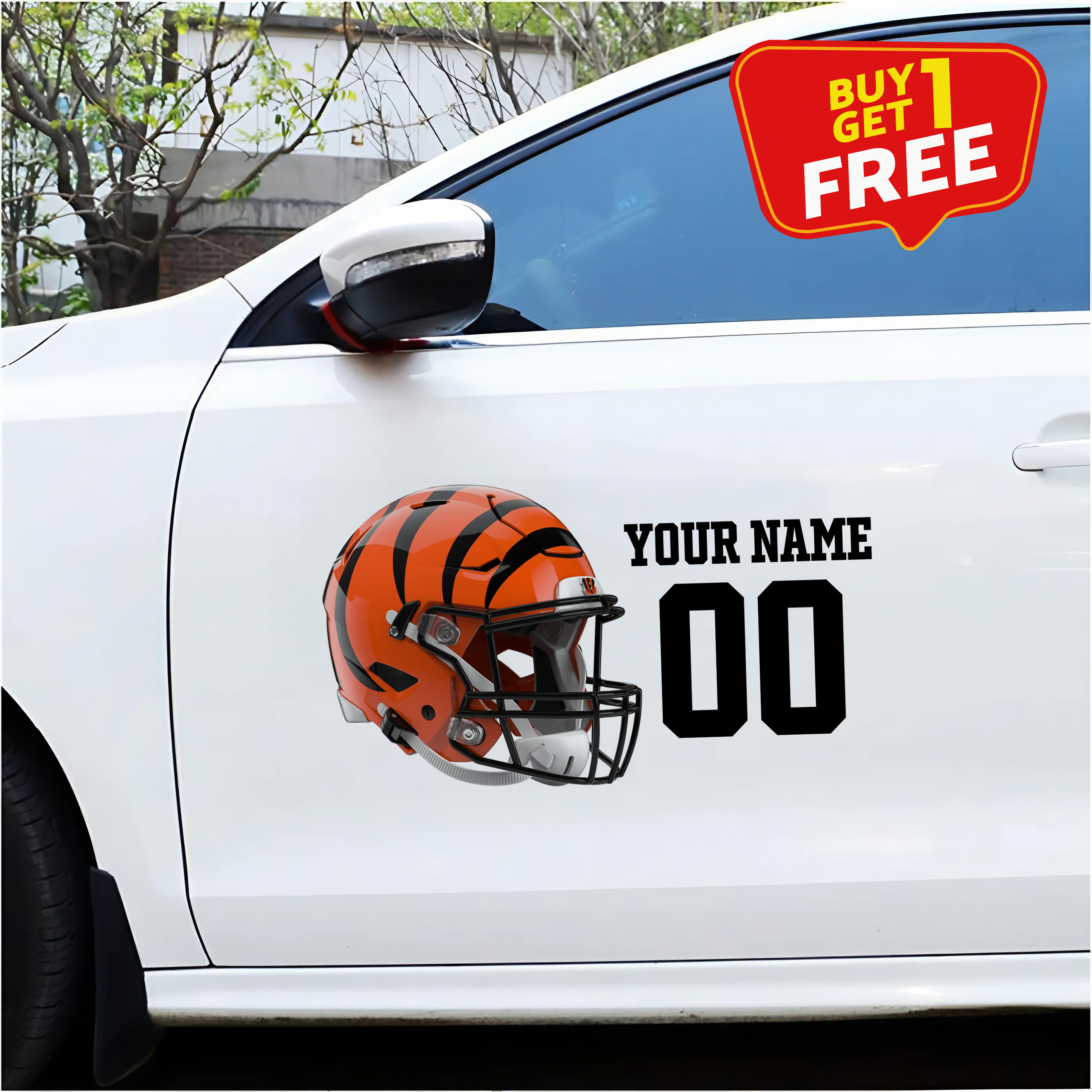 Cincinnati Bengals Car Sticker Custom Name - Number PT66445