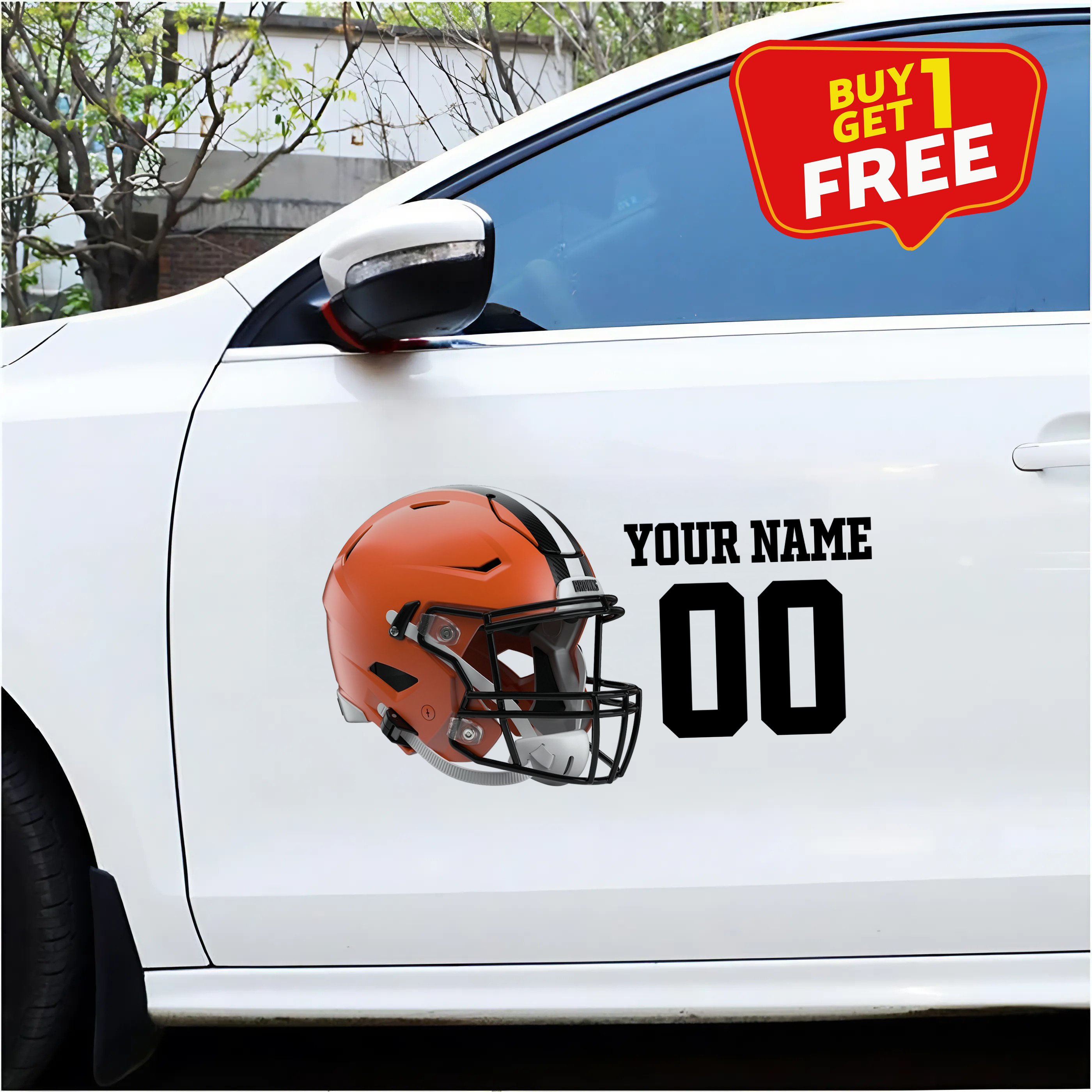 Cleveland Browns Car Sticker Custom Name - Number PT66446