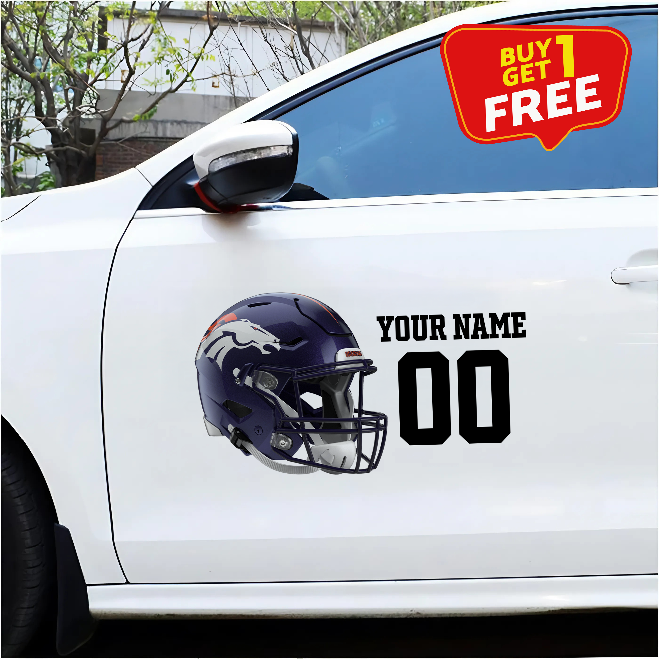 Denver Broncos Car Sticker Custom Name - Number PT66448